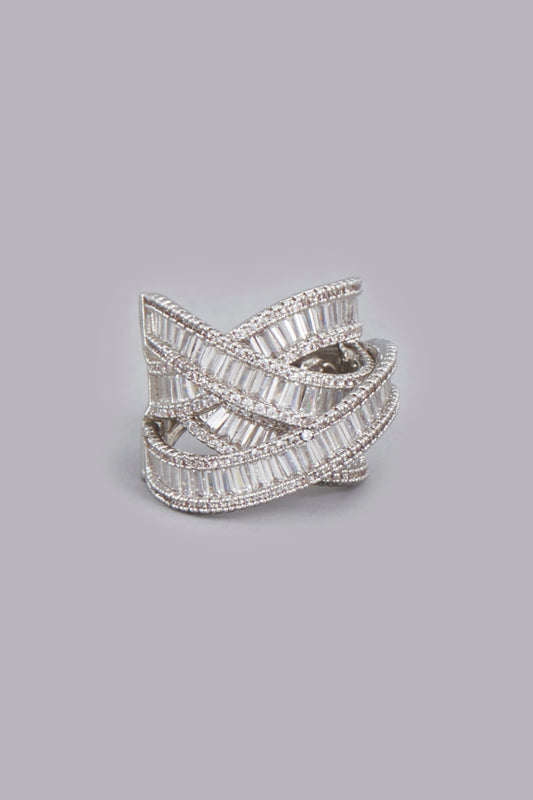 White Finish Zircons Ring