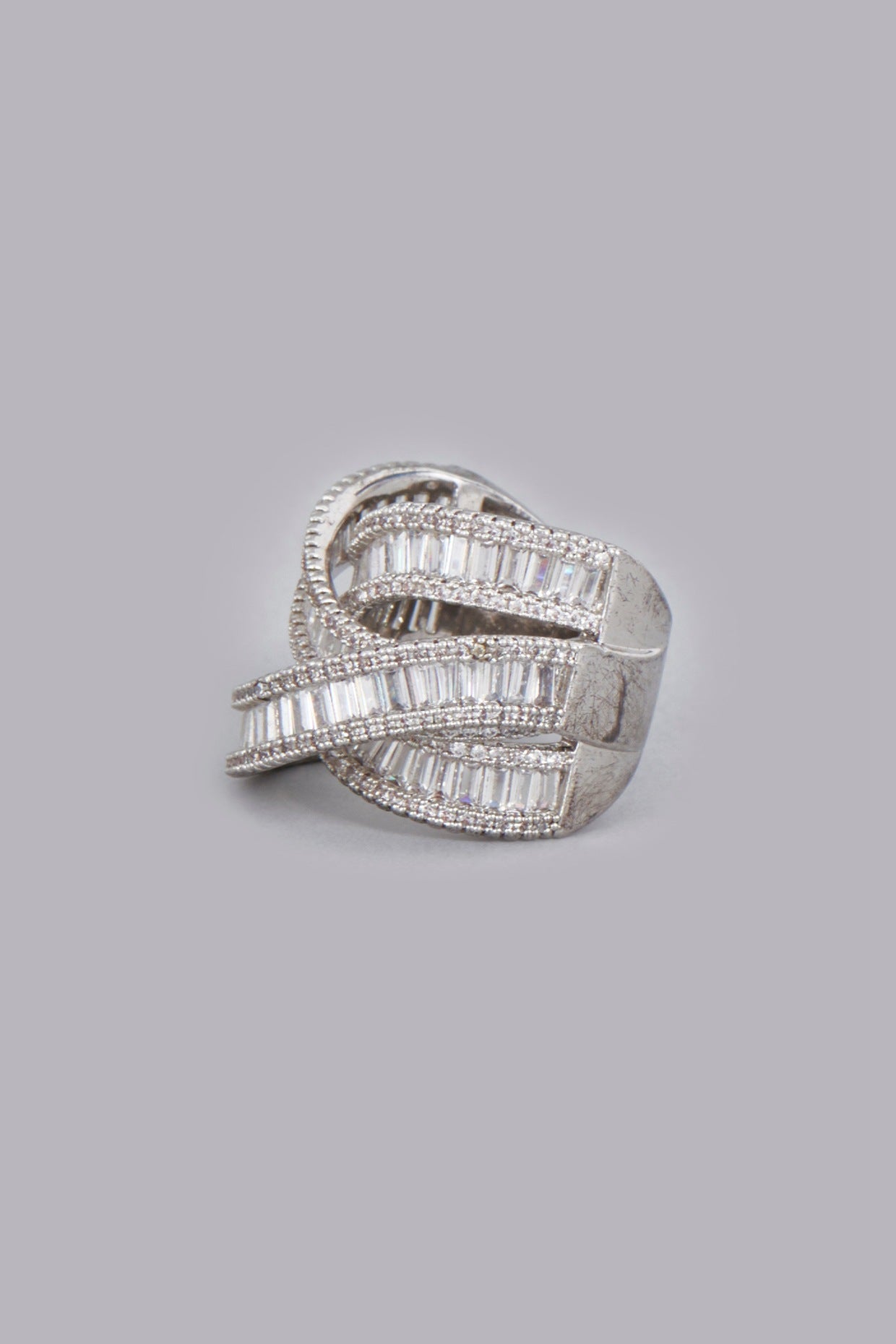 White Finish Zircons Ring