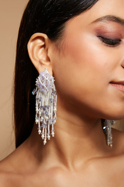 Gold Finish Dangler Earrings With Synthetic Stones