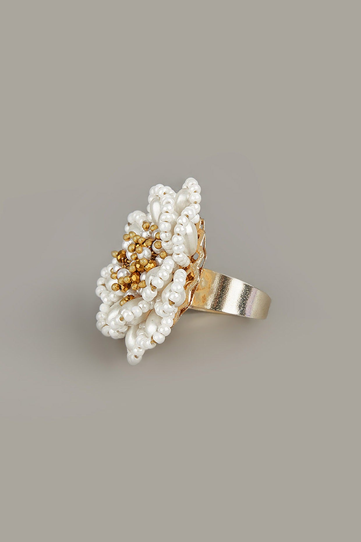 Gold Finish Pearl Ring