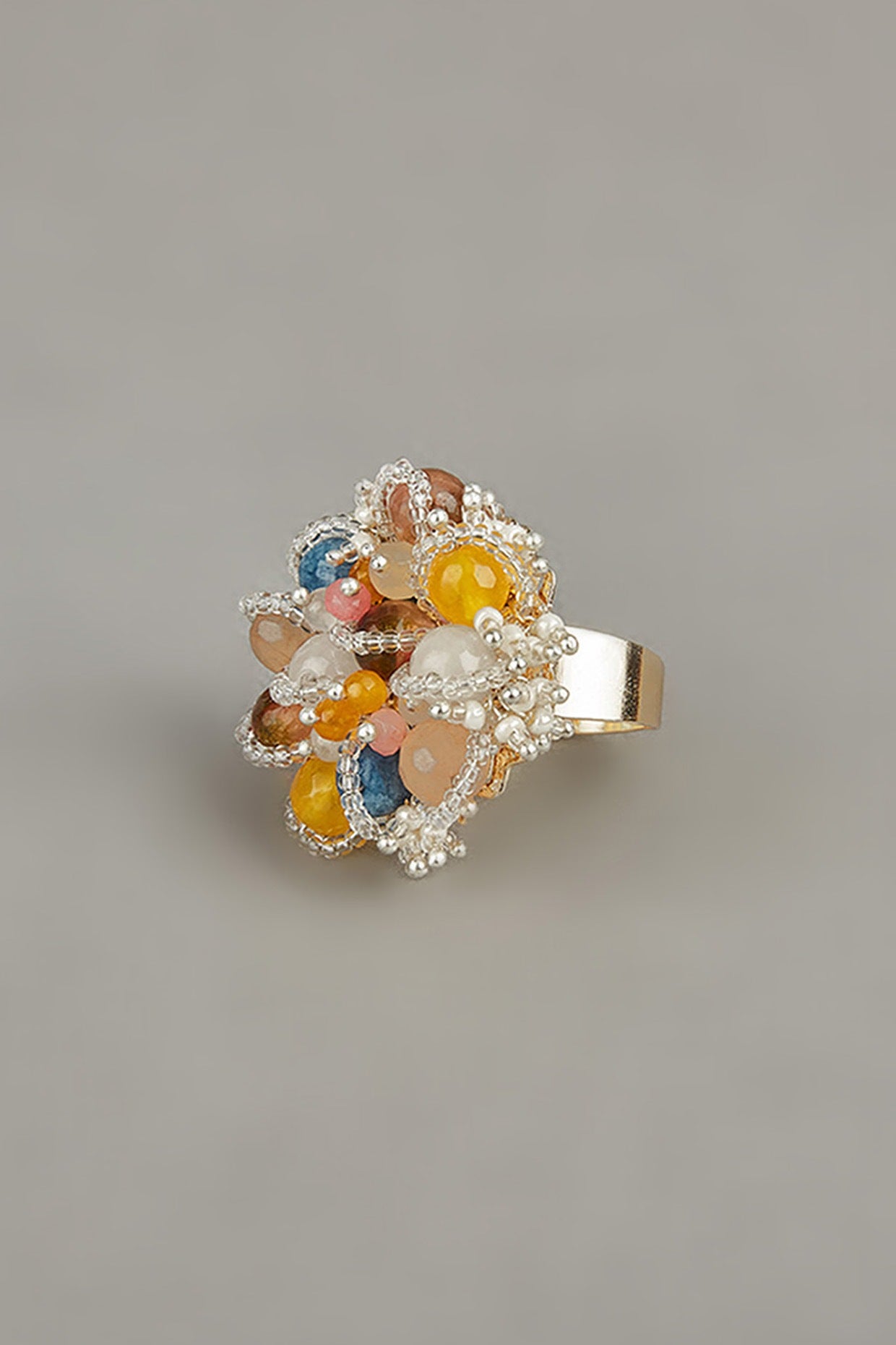 Gold Finish Mother Of Pearl Ring