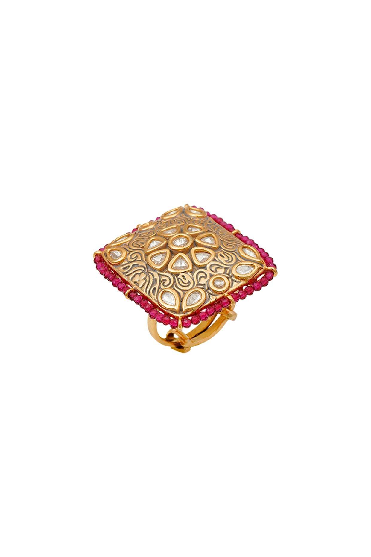 Gold Plated Kundan Polki Ring