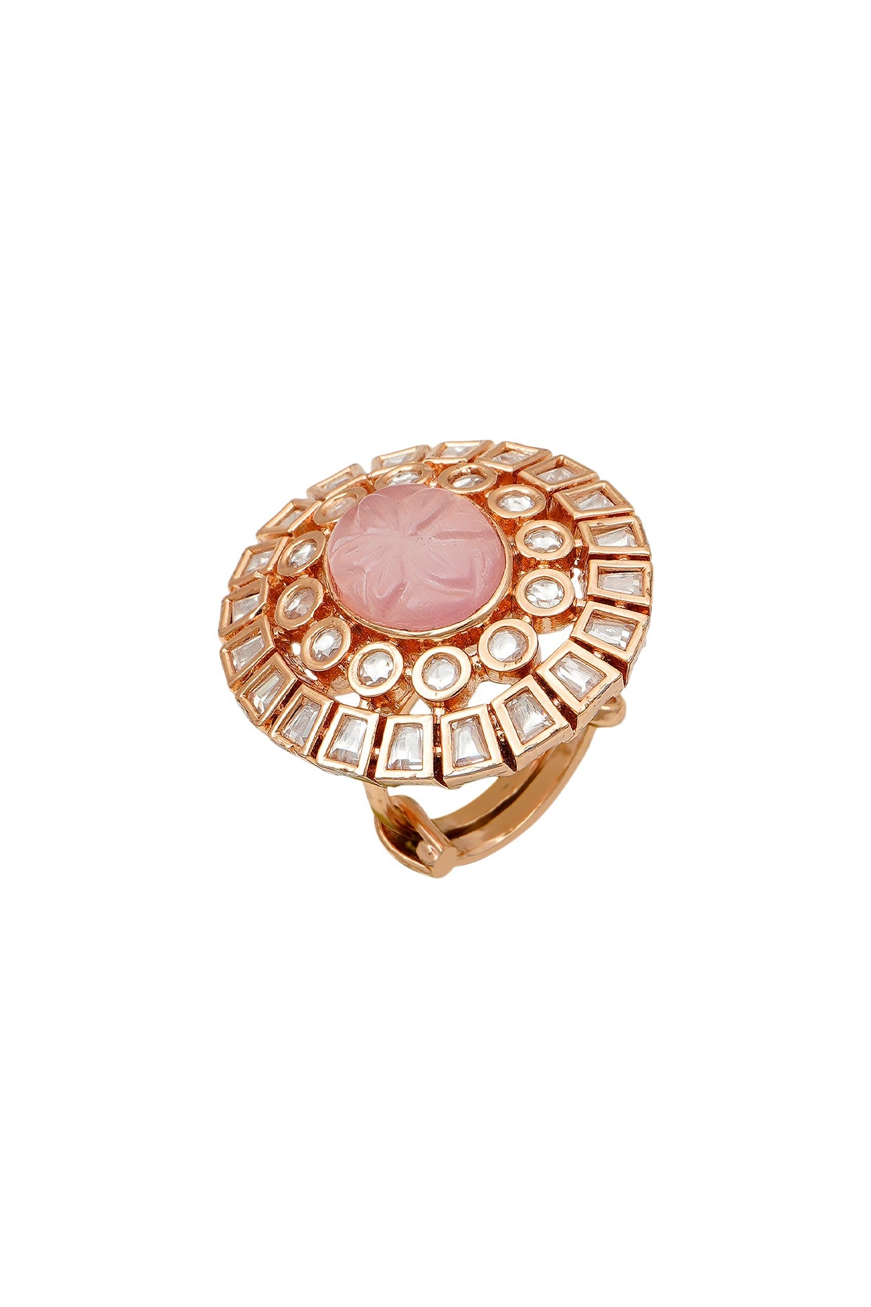 Gold Plated Rose Pink Stone Ring