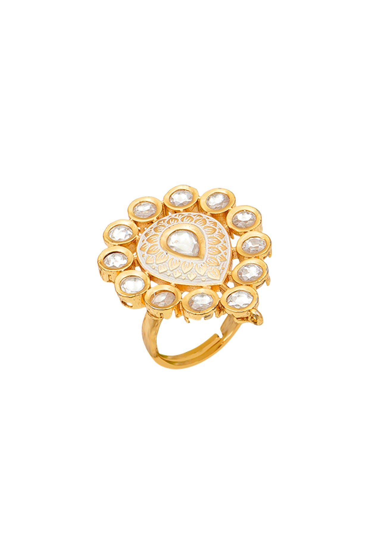 Gold Plated Kundan Polki Ring