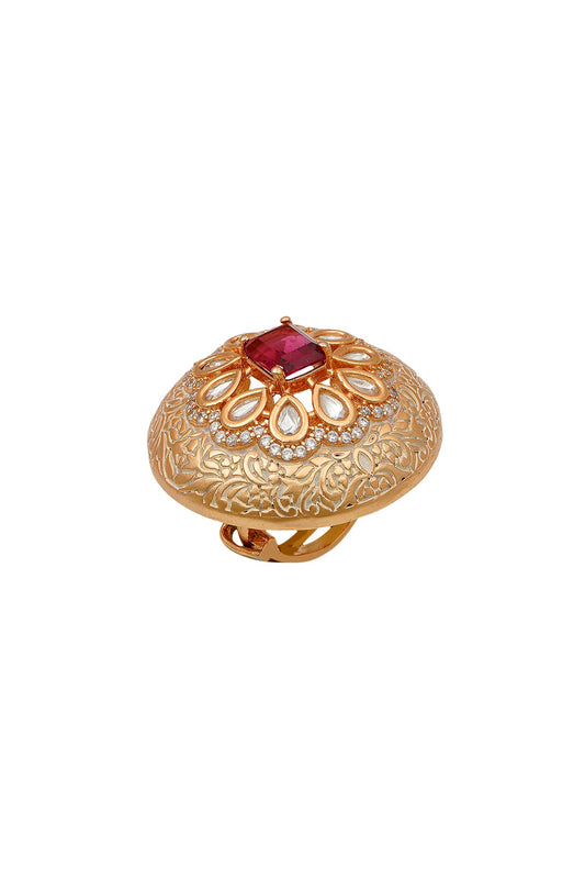 Gold Plated Kundan Polki Ring