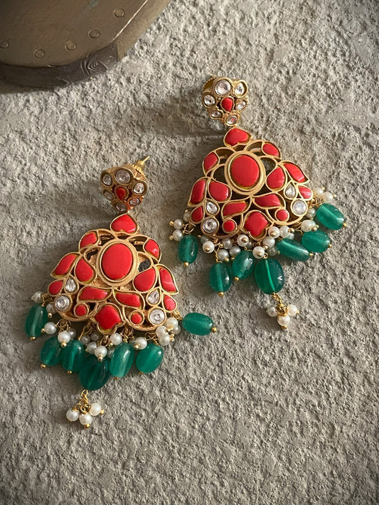 Jadau Coral Earrings