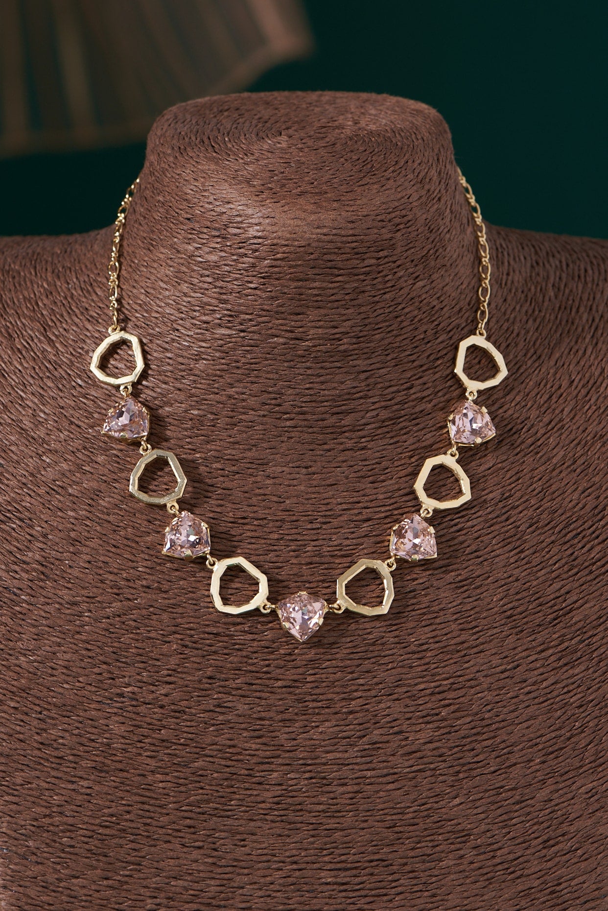 Gold Plated Rose Swarovski Crystal Choker Necklace