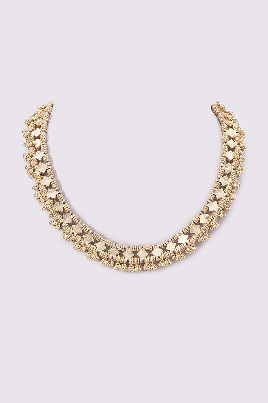 Gold Finish Mumtaz Temple Choker Necklace