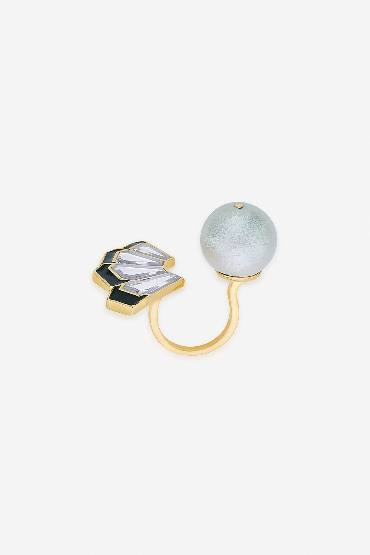 Gold Finish Mirror & Pearl Handcrafted Ring