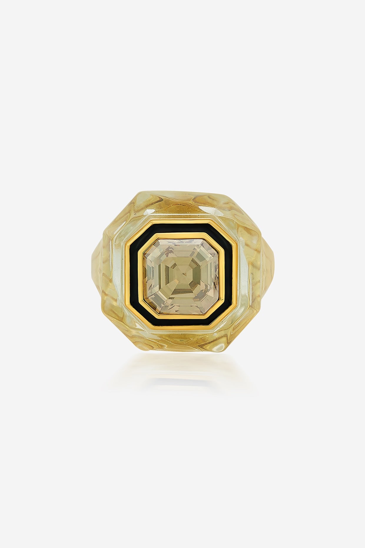 Gold Finish Crystal Enamelled Ring