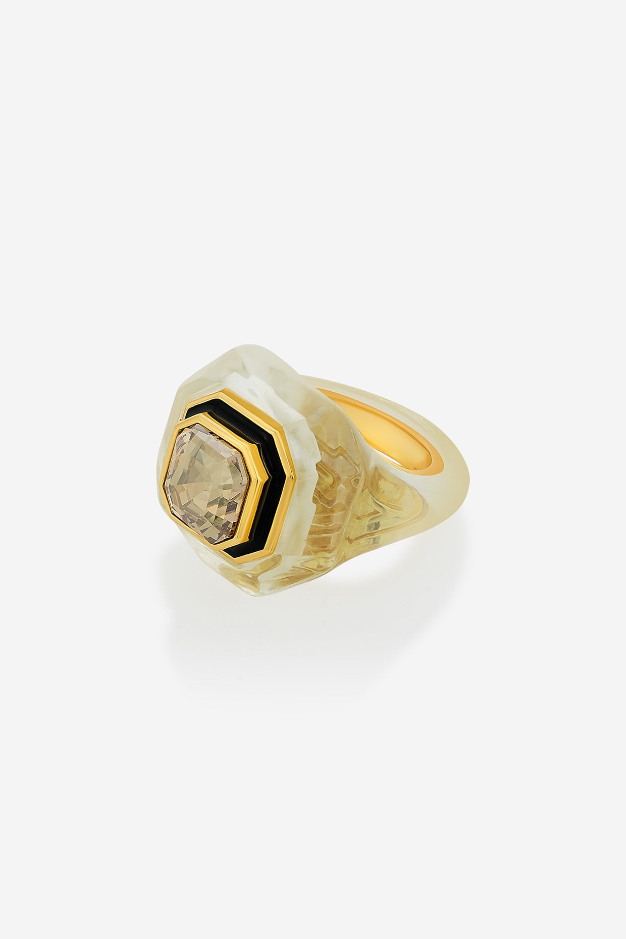 Gold Finish Crystal Enamelled Ring