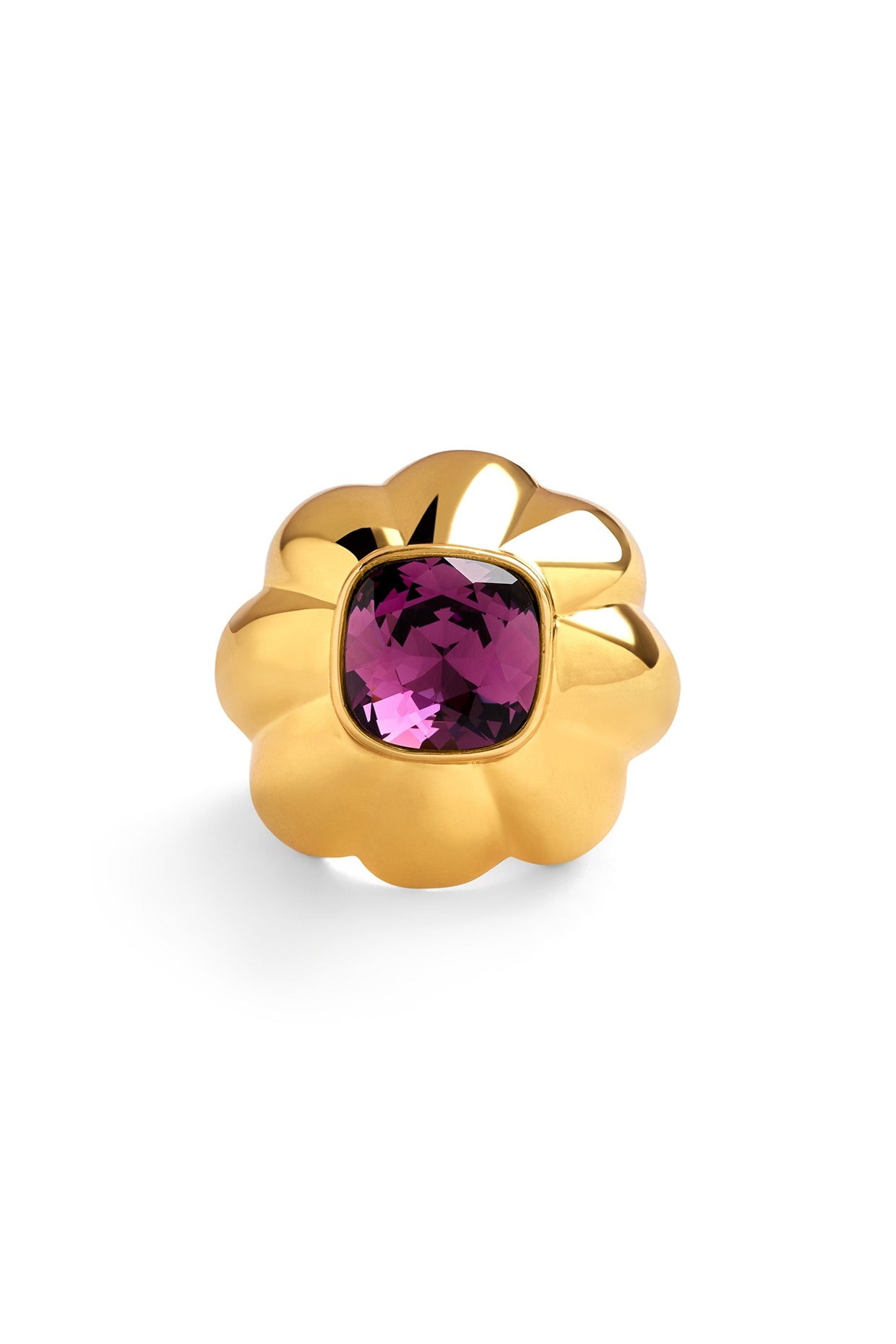 Gold Plated Pink Synthetic Stone Ring