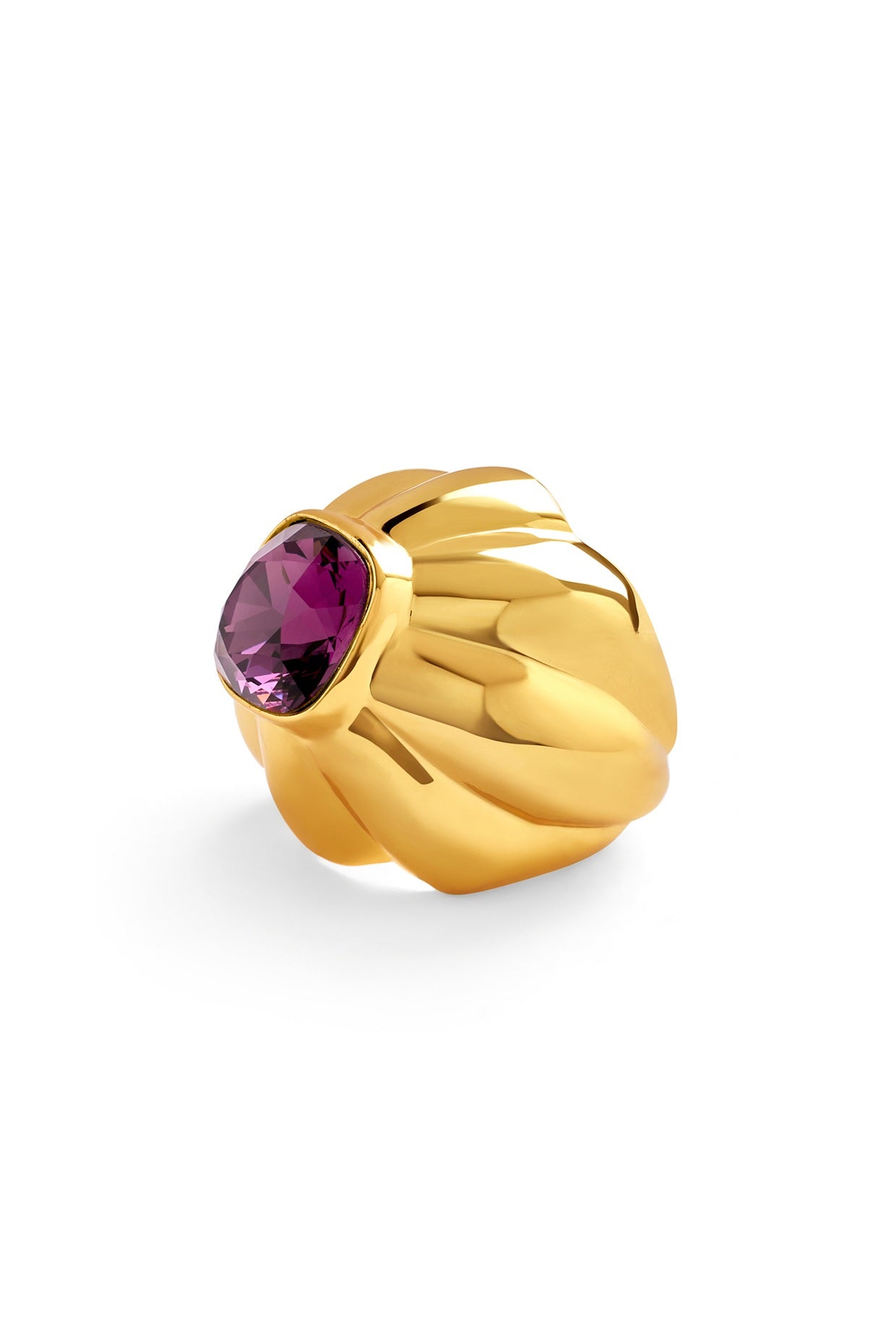 Gold Plated Pink Synthetic Stone Ring