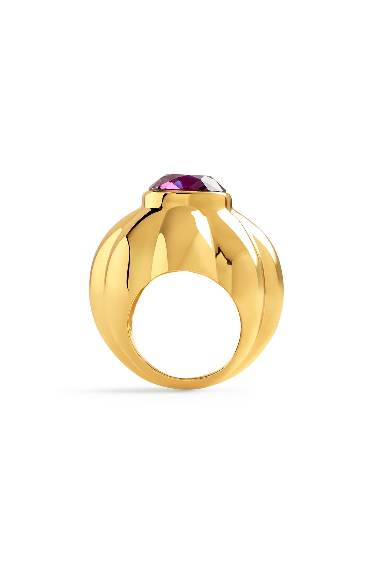 Gold Plated Pink Synthetic Stone Ring