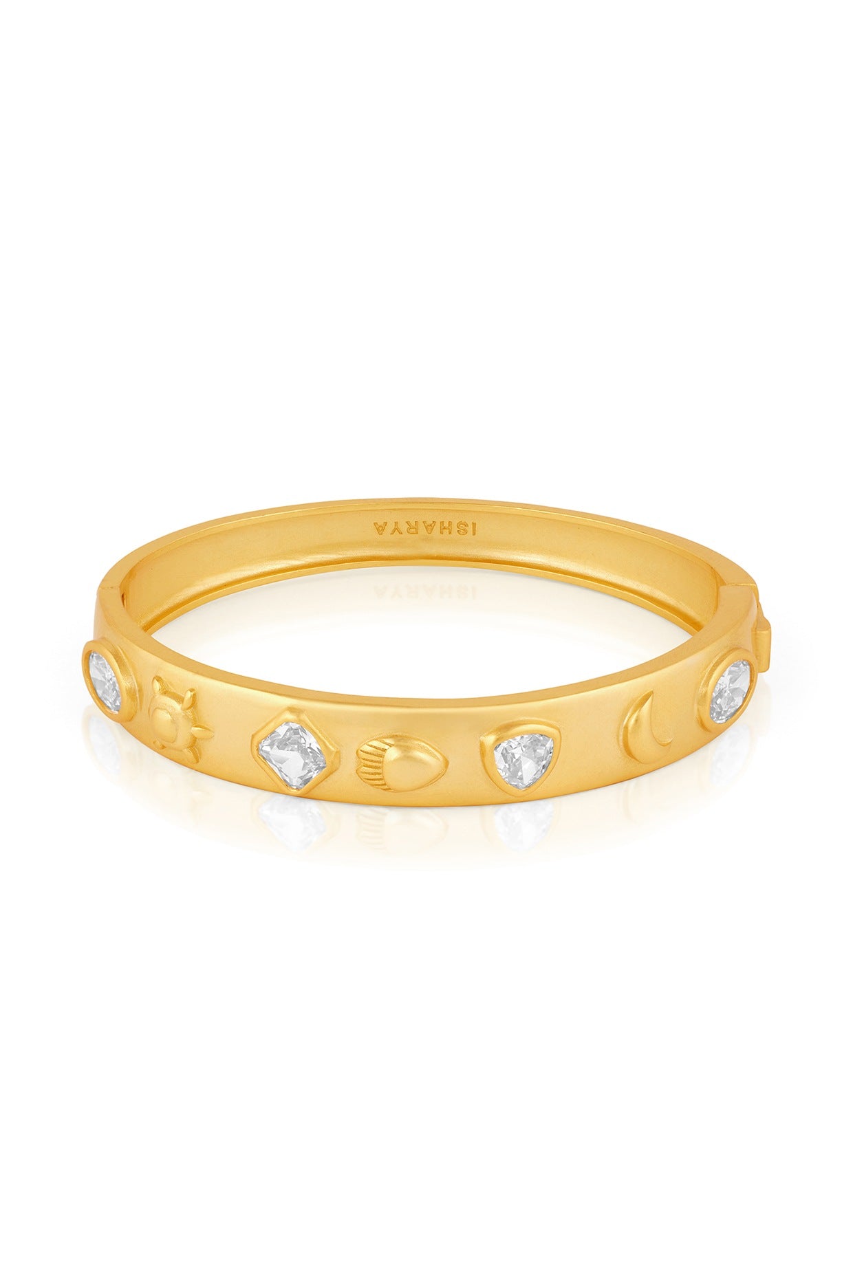 Gold Plated Mirror Oval Hinge Bangle