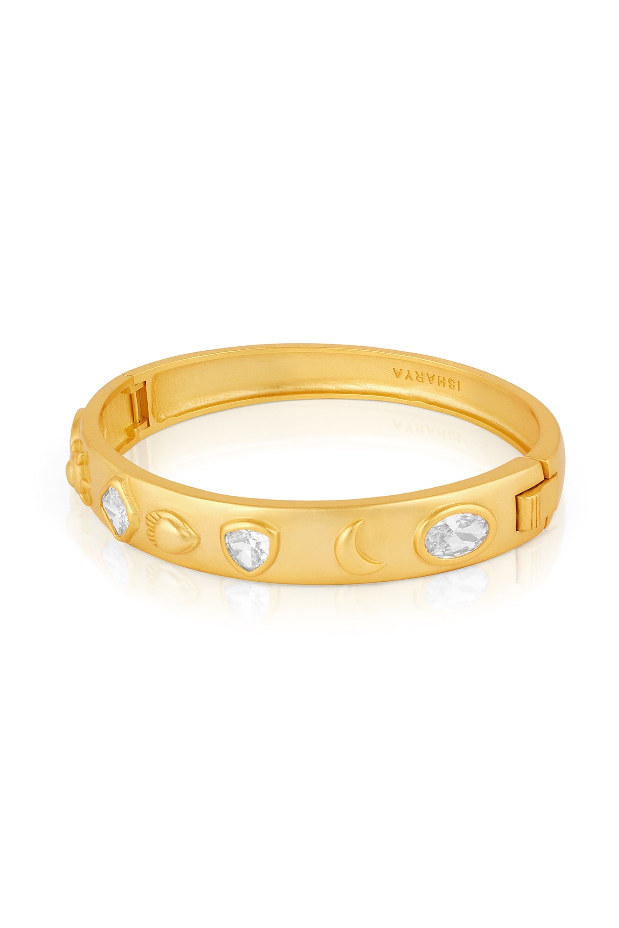 Gold Plated Mirror Oval Hinge Bangle