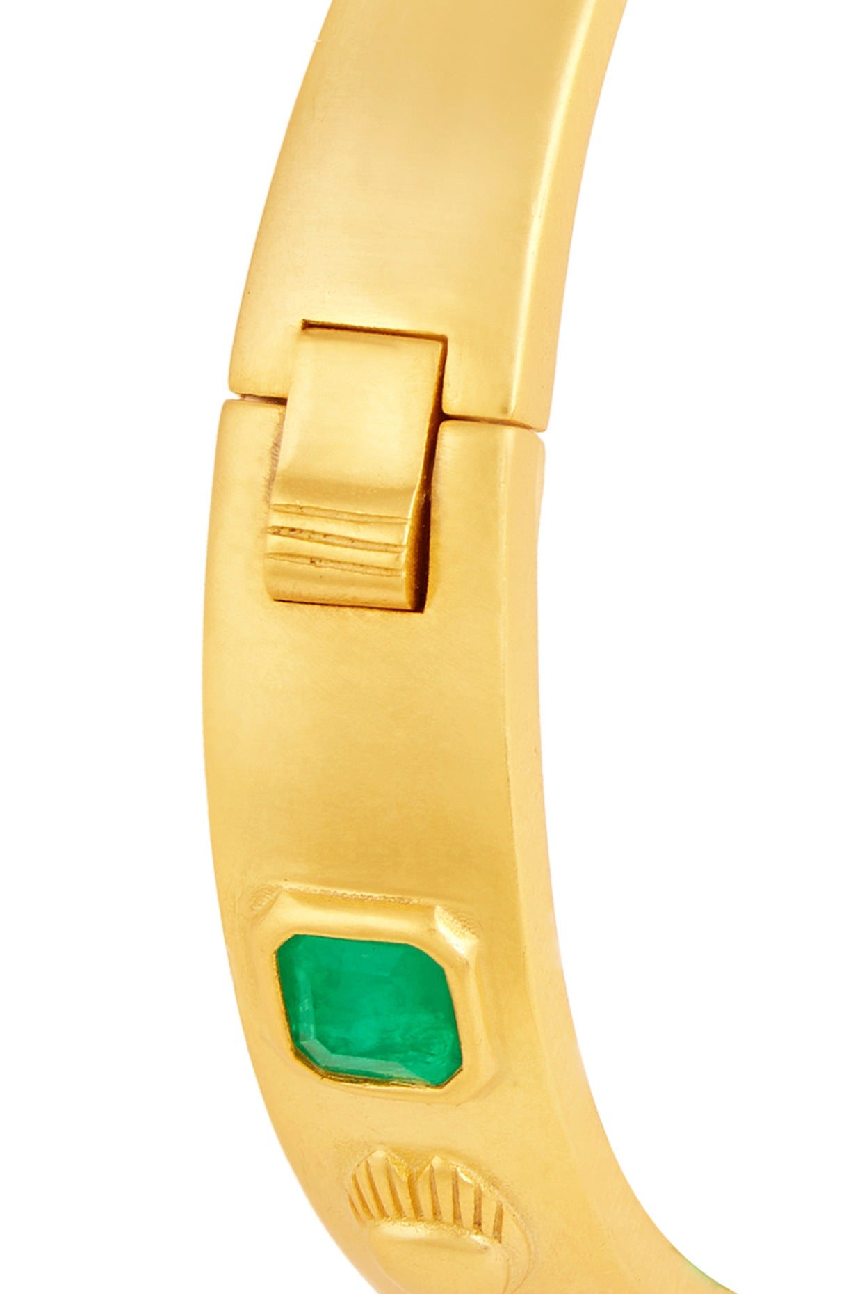 Gold Plated Emerald Oval Hinge Bangle