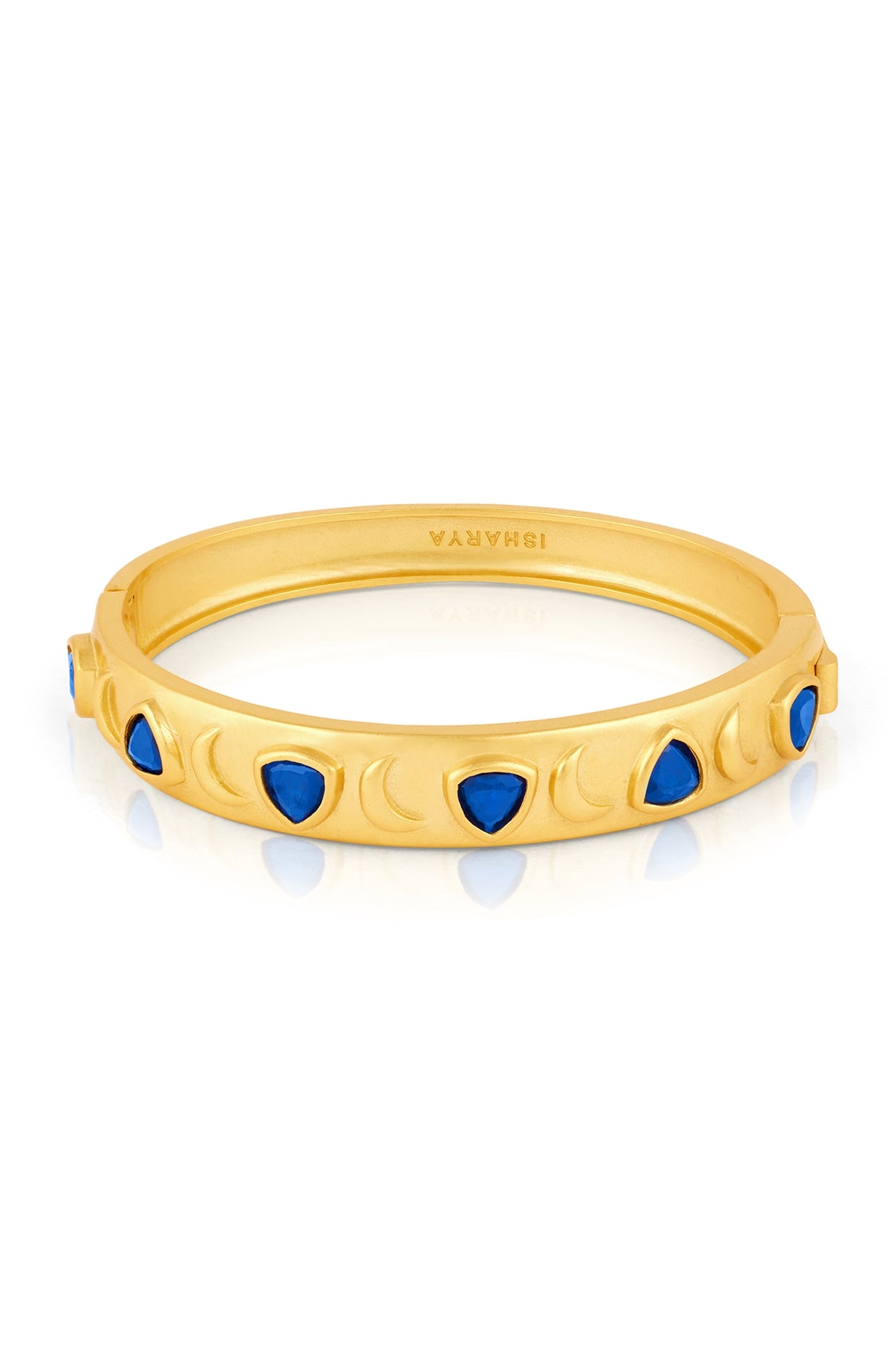 Gold Plated Sapphire Oval Hinge Bangle