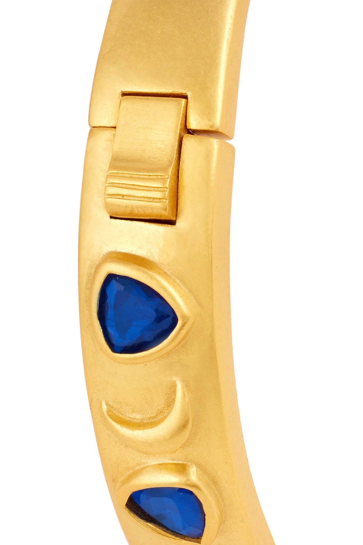 Gold Plated Sapphire Oval Hinge Bangle