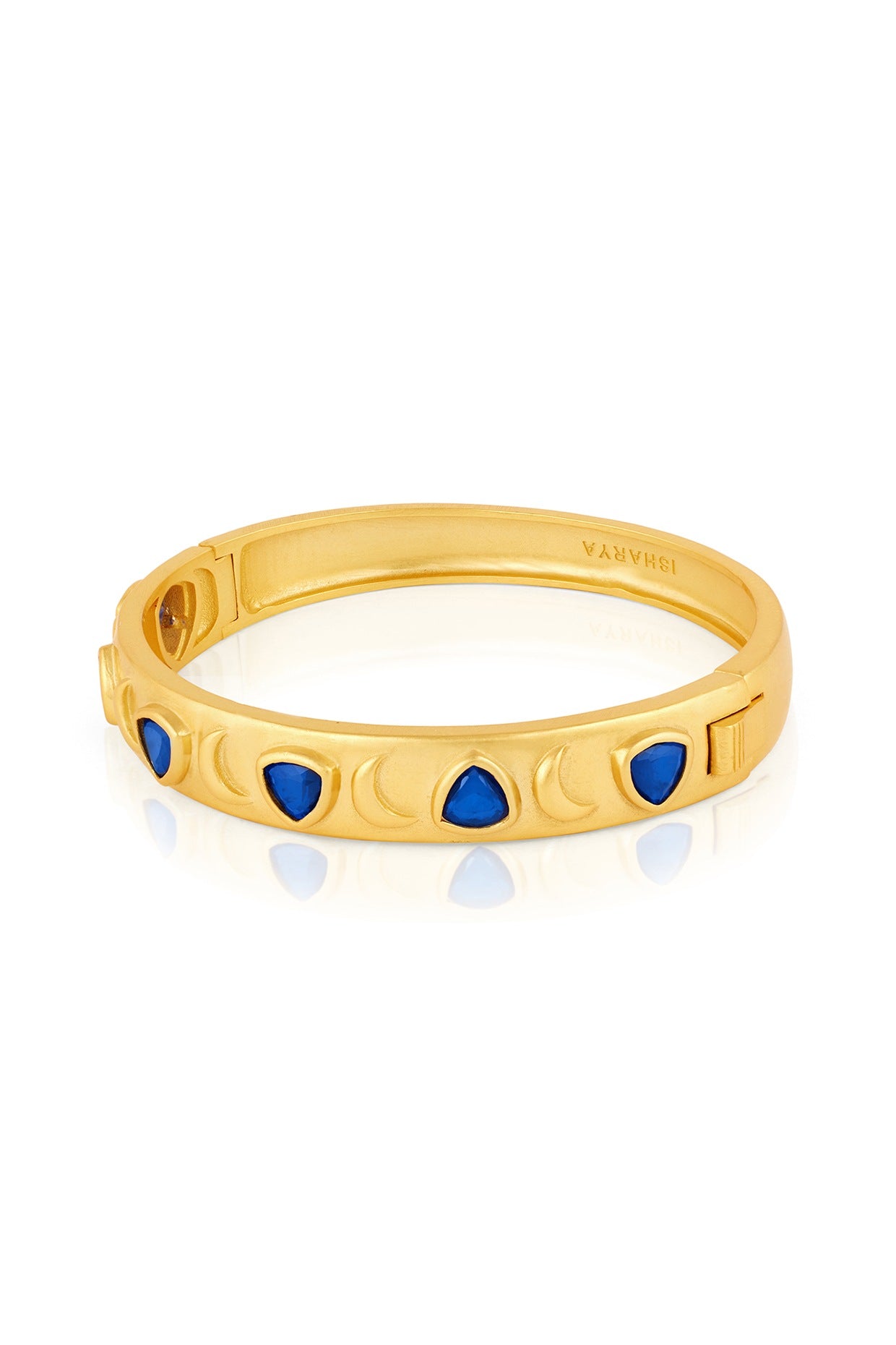 Gold Plated Sapphire Oval Hinge Bangle