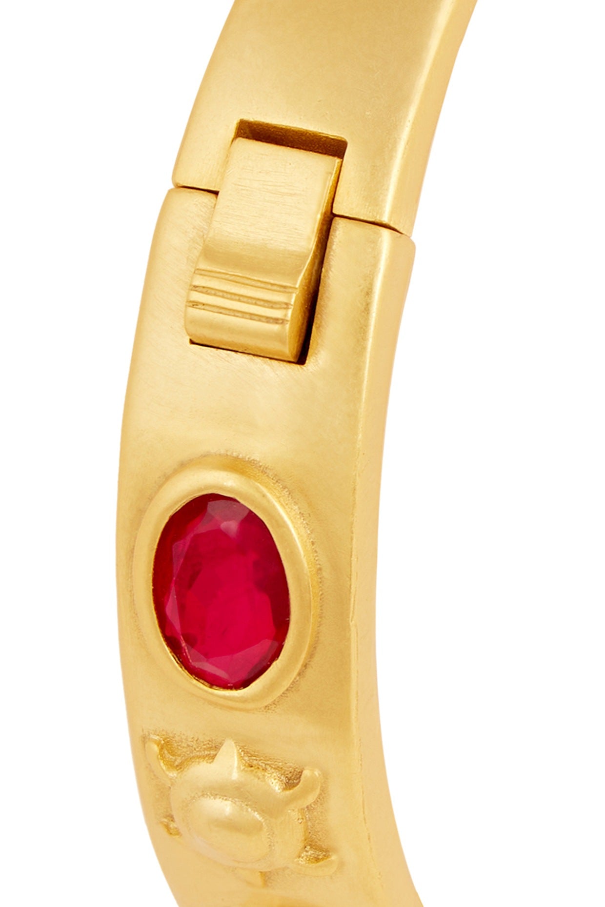 Gold Plated Ruby Oval Hinge Bangle