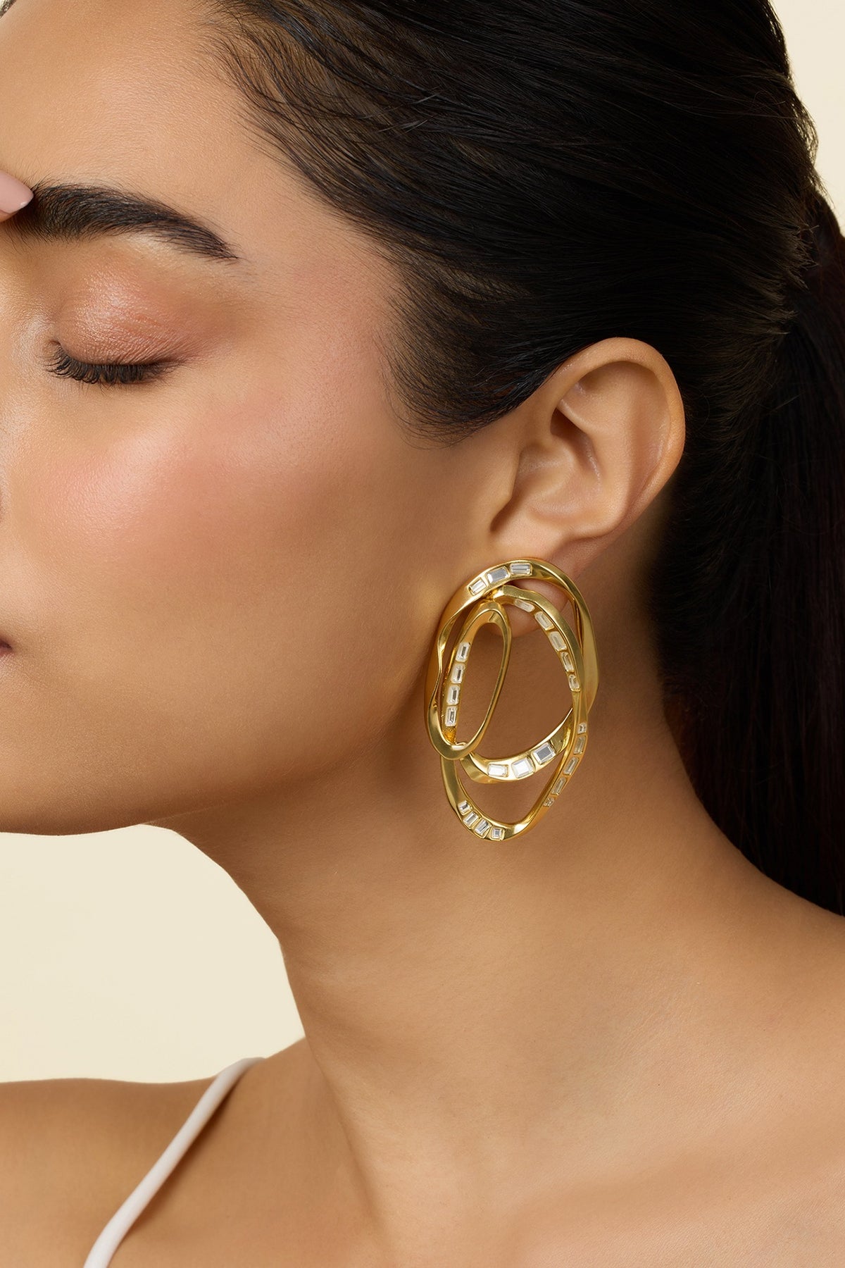 Gold Plated Mirror Stud Earrings