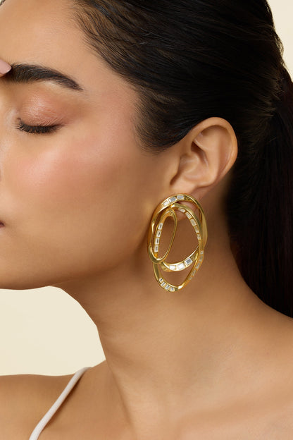 Gold Plated Mirror Stud Earrings