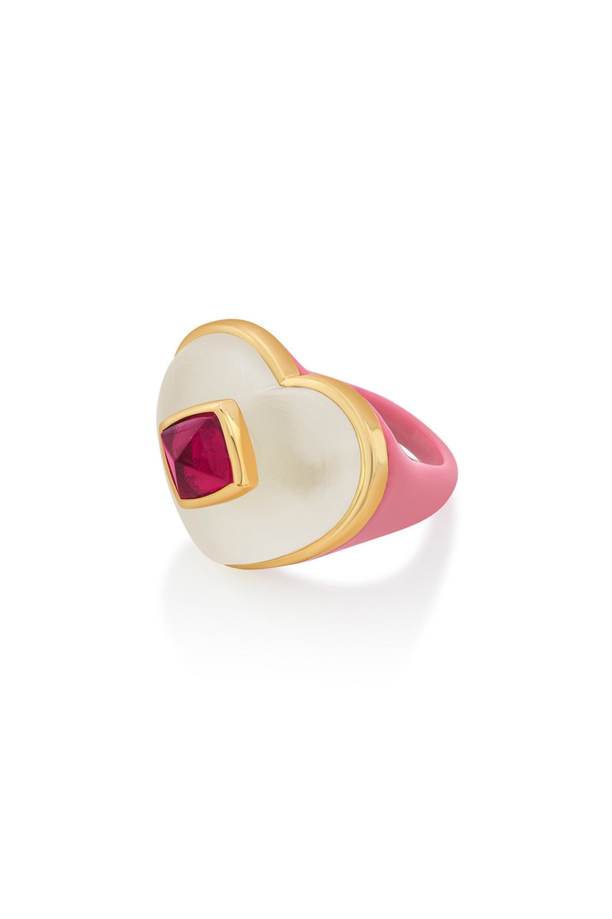 Gold Finish Pink Resin Ring