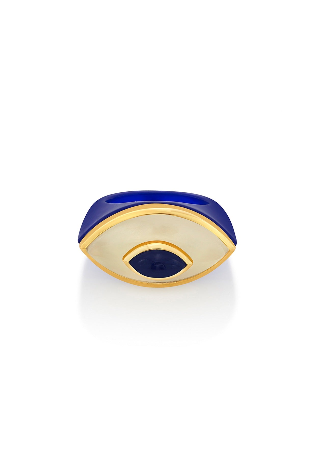 Gold Finish Blue Resin Ring