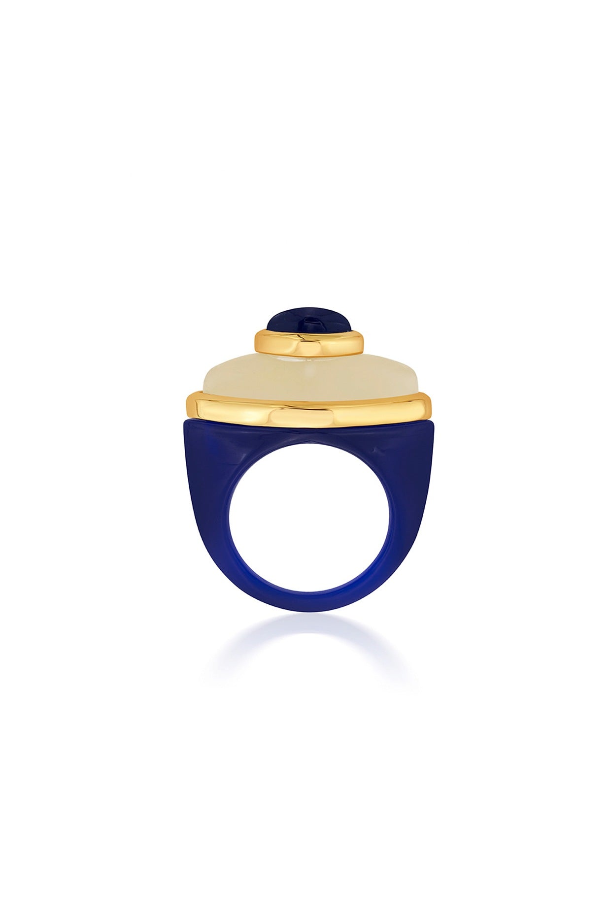 Gold Finish Blue Resin Ring