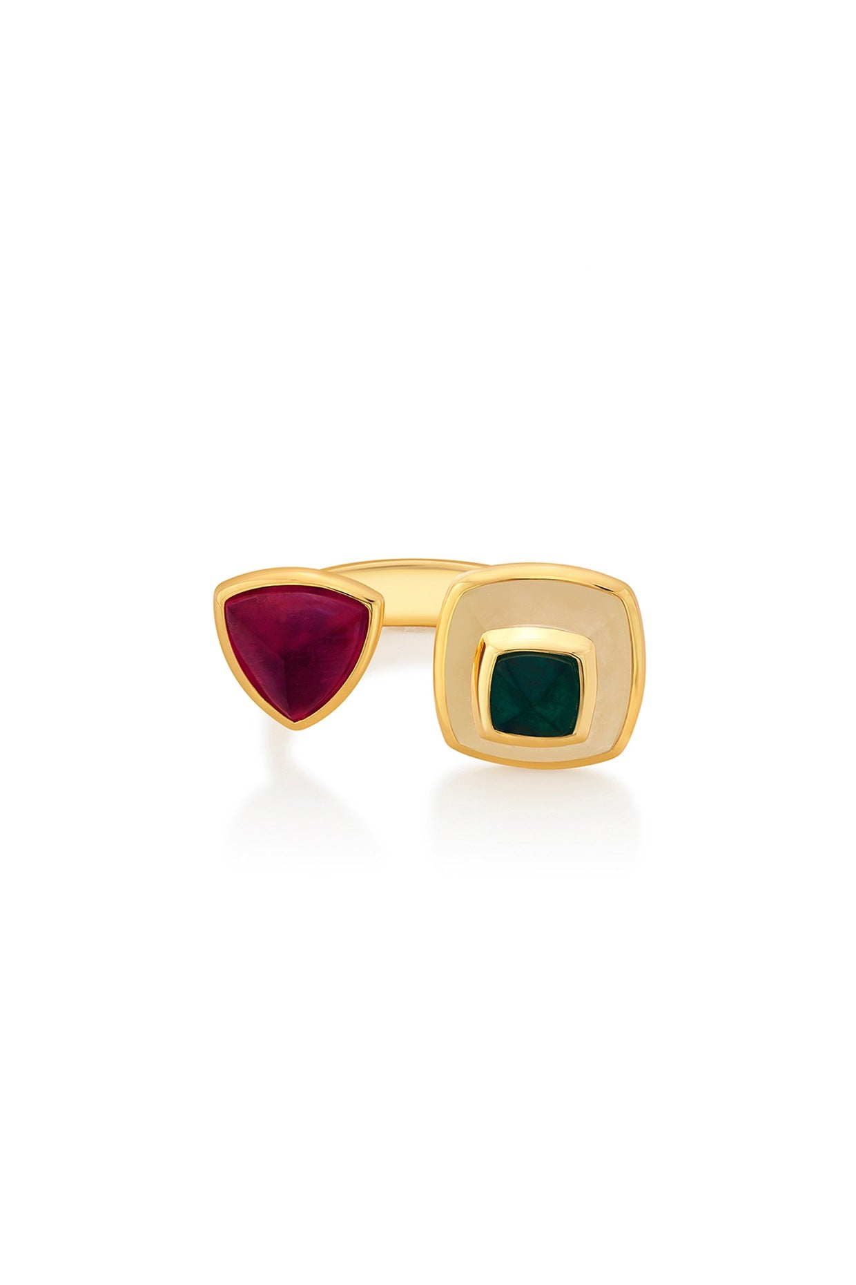 Gold Plated Emerald Doublet Stone Ring