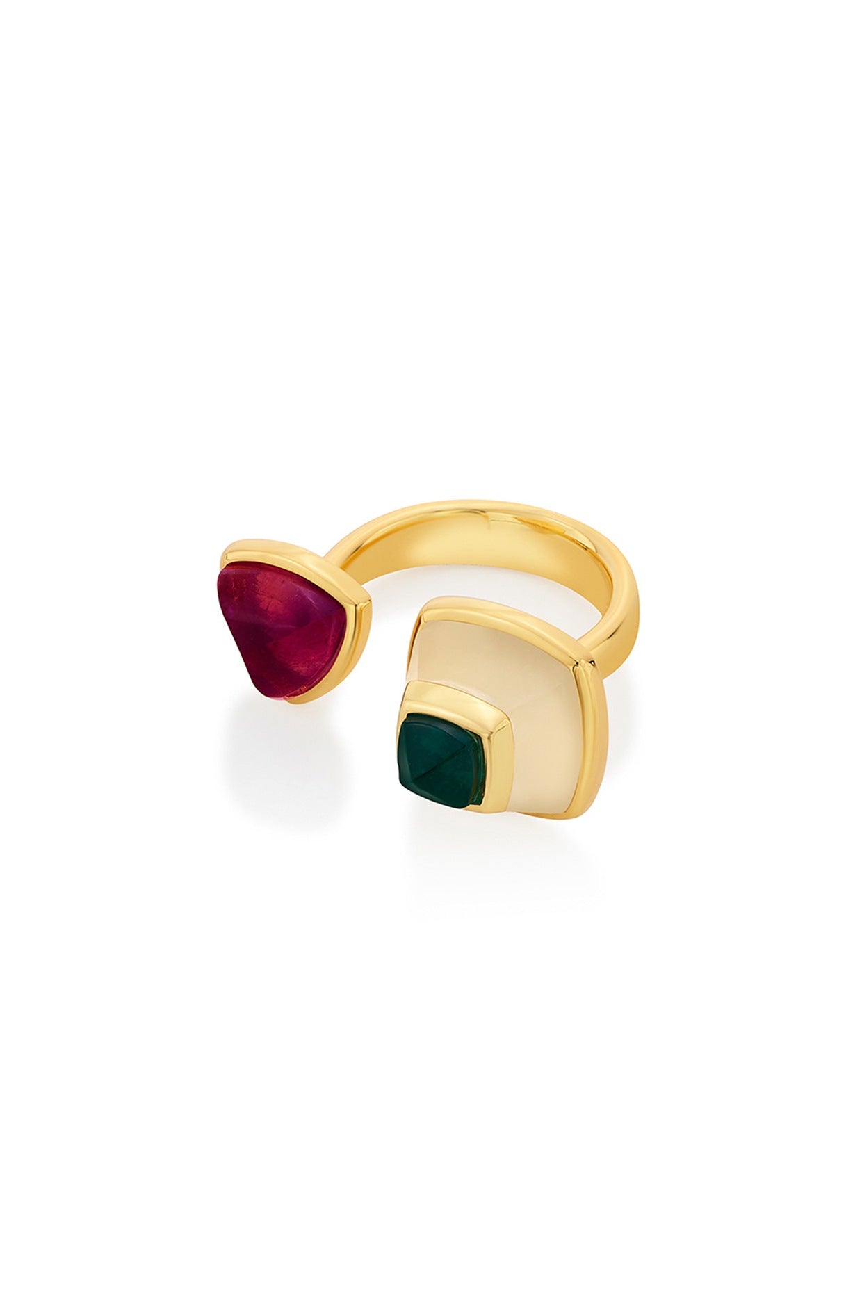 Gold Plated Emerald Doublet Stone Ring