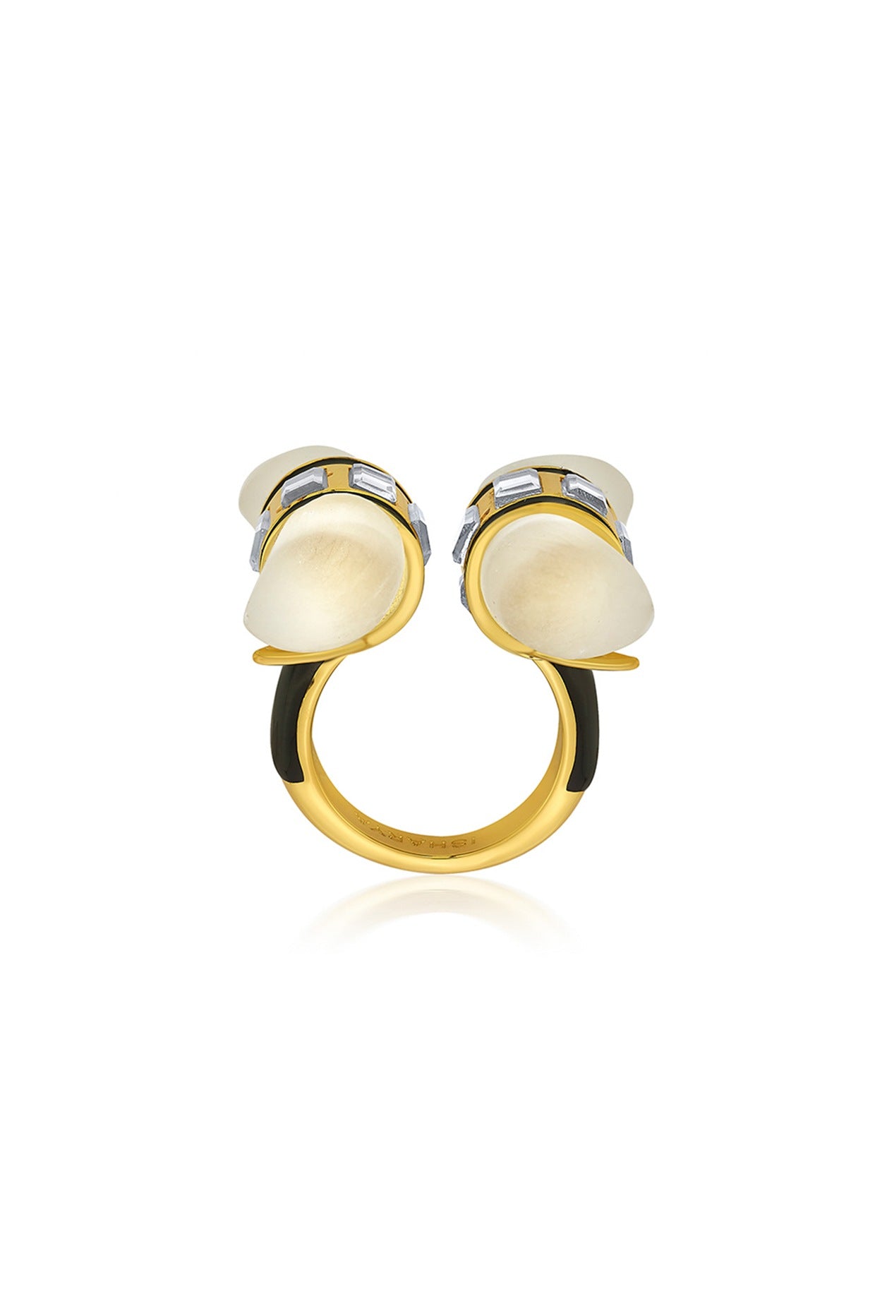 Gold Finish Mirror Enamel Ring