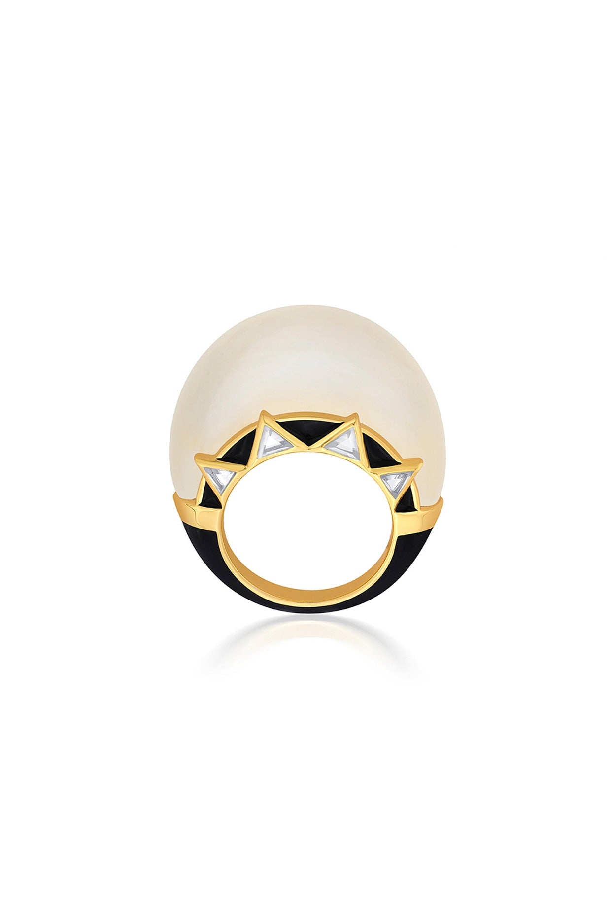 Gold Finish Mirror Enamel Ring