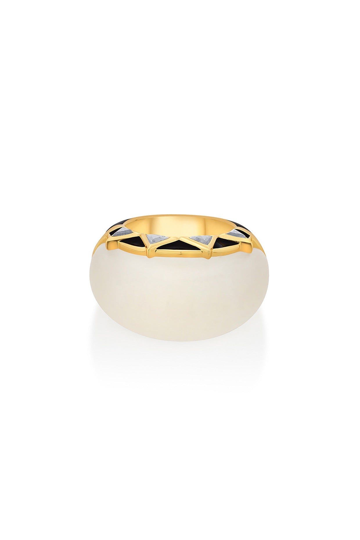 Gold Finish Mirror Enamel Ring