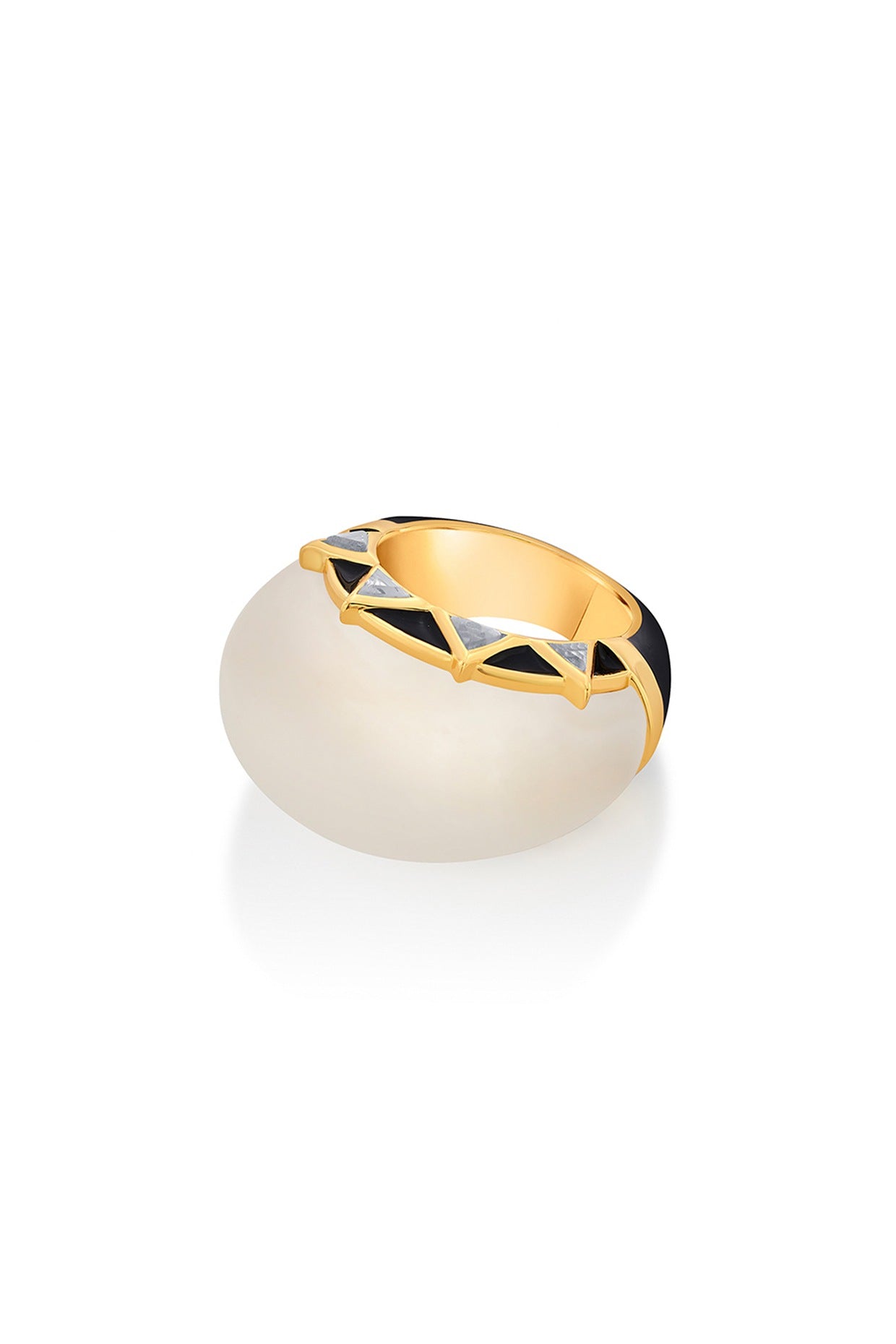 Gold Finish Mirror Enamel Ring