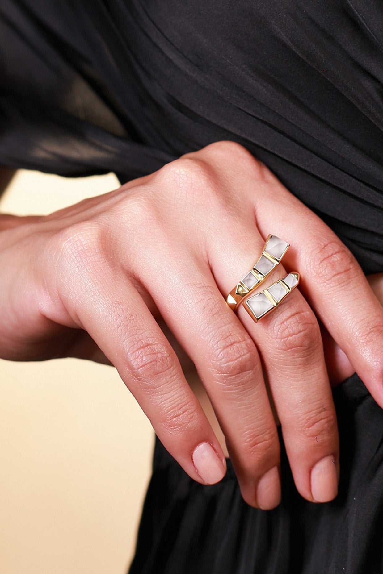 Gold Plated Rock Crystal Ring