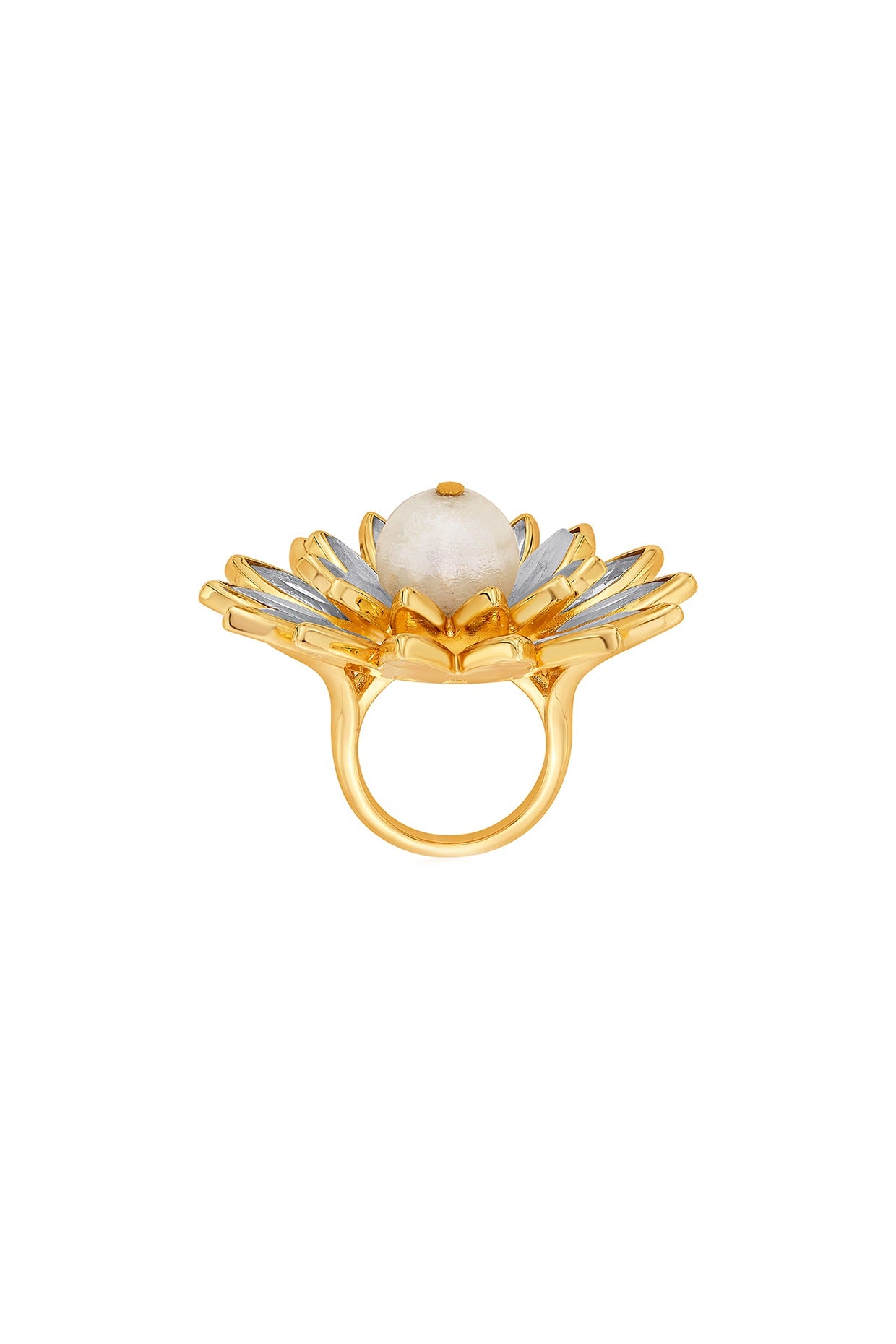 Gold Finish Marquise Mirror Ring