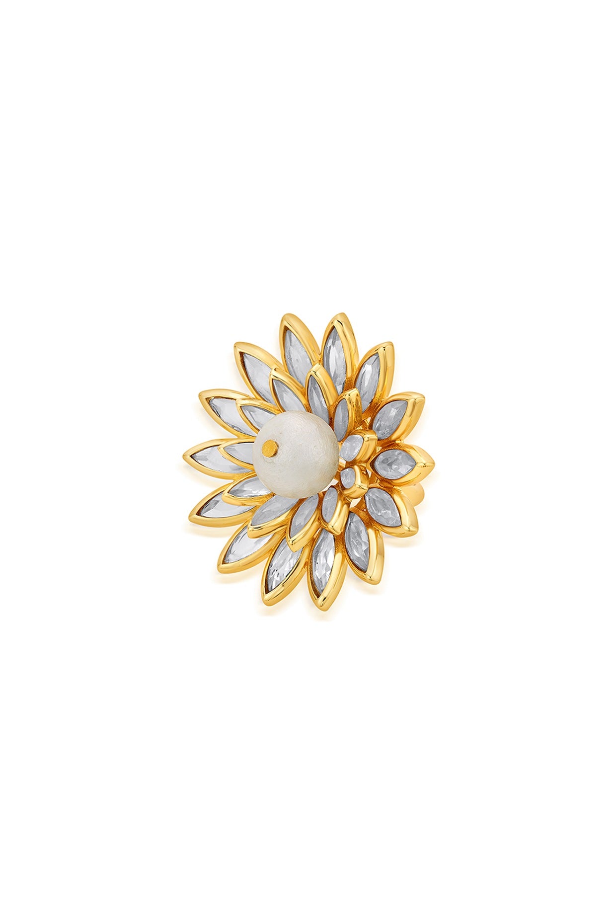 Gold Finish Marquise Mirror Ring