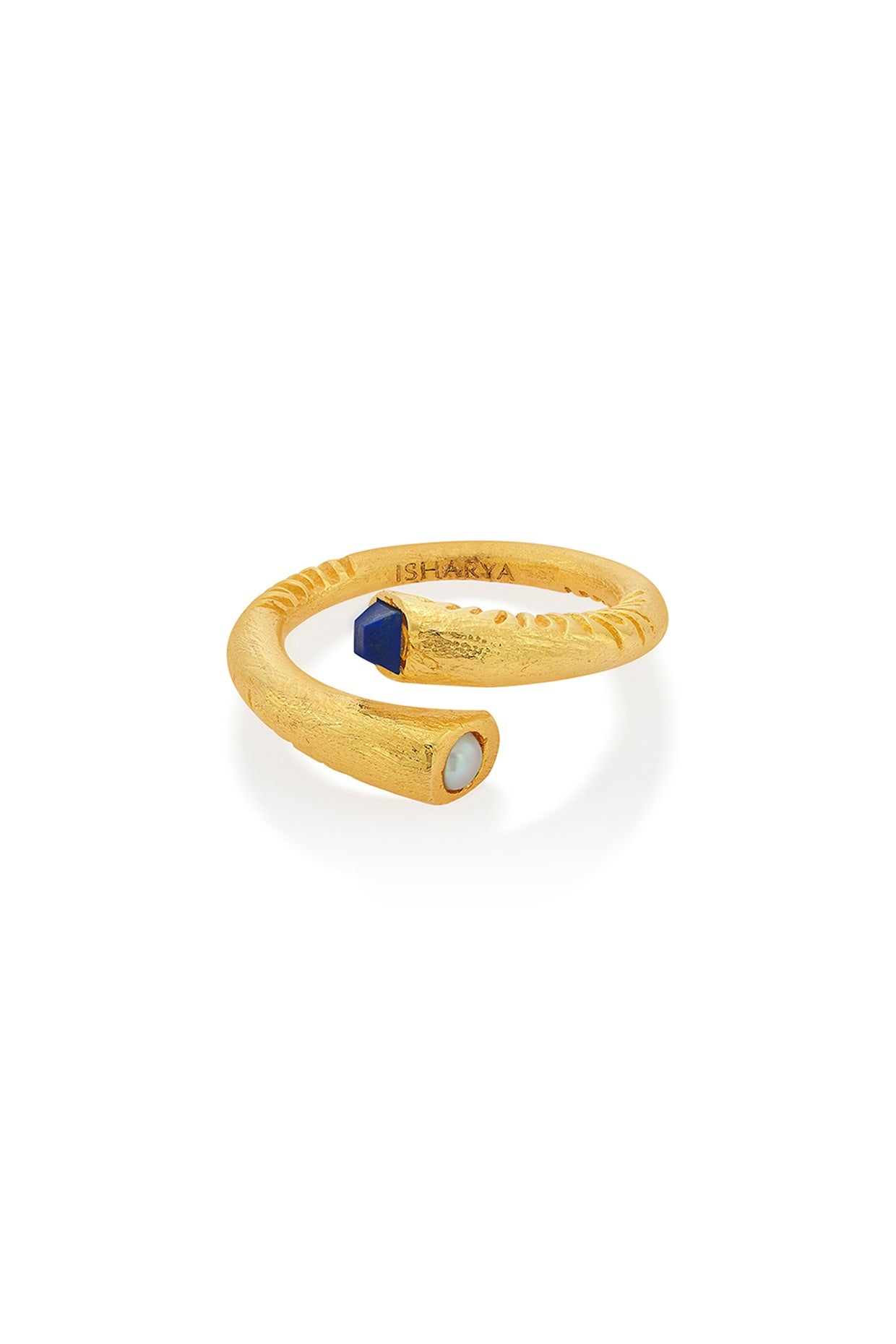 Gold Plated Lapis & Pearls Ring