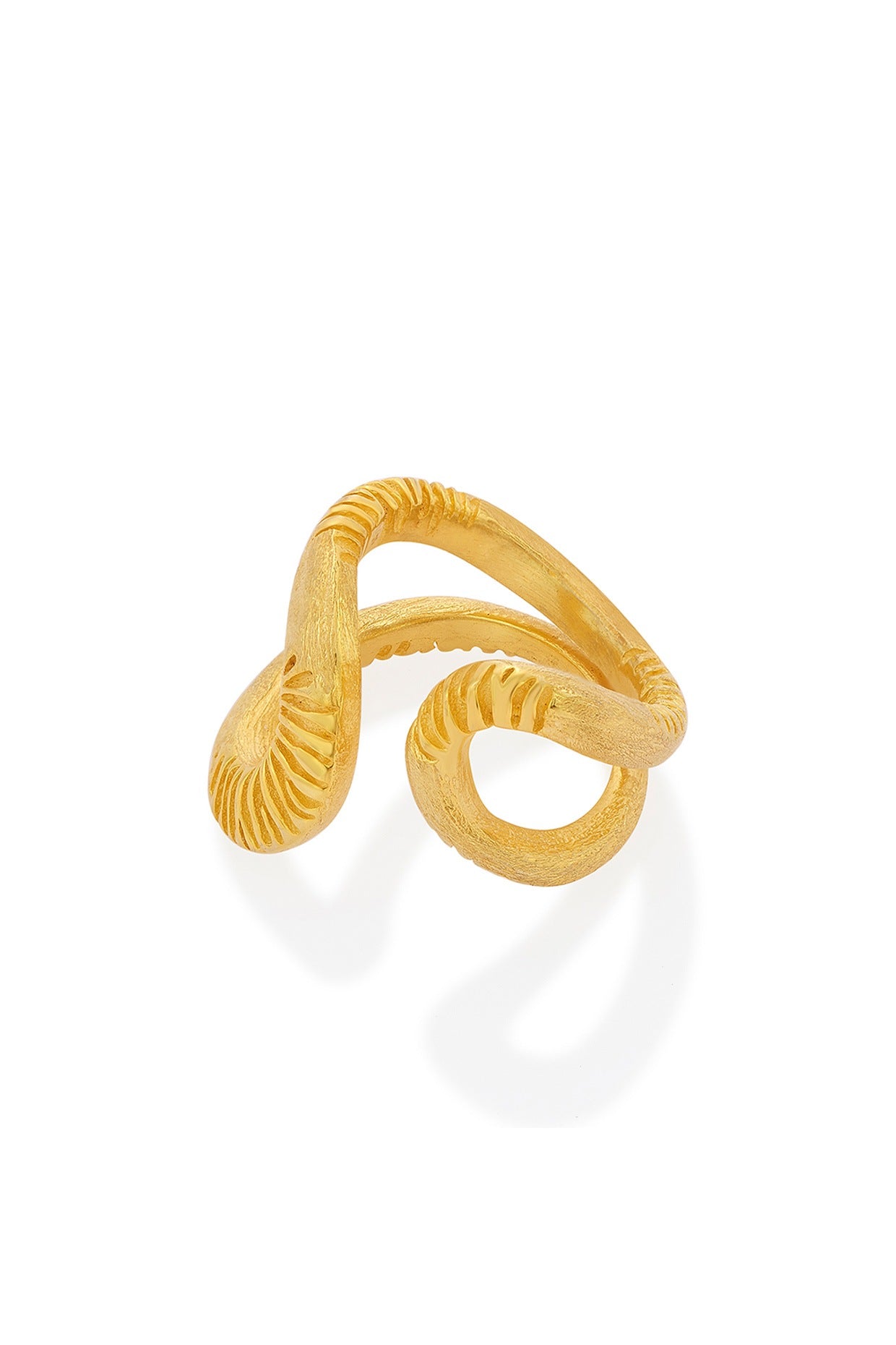 Gold Plated Nagini Textured Ring