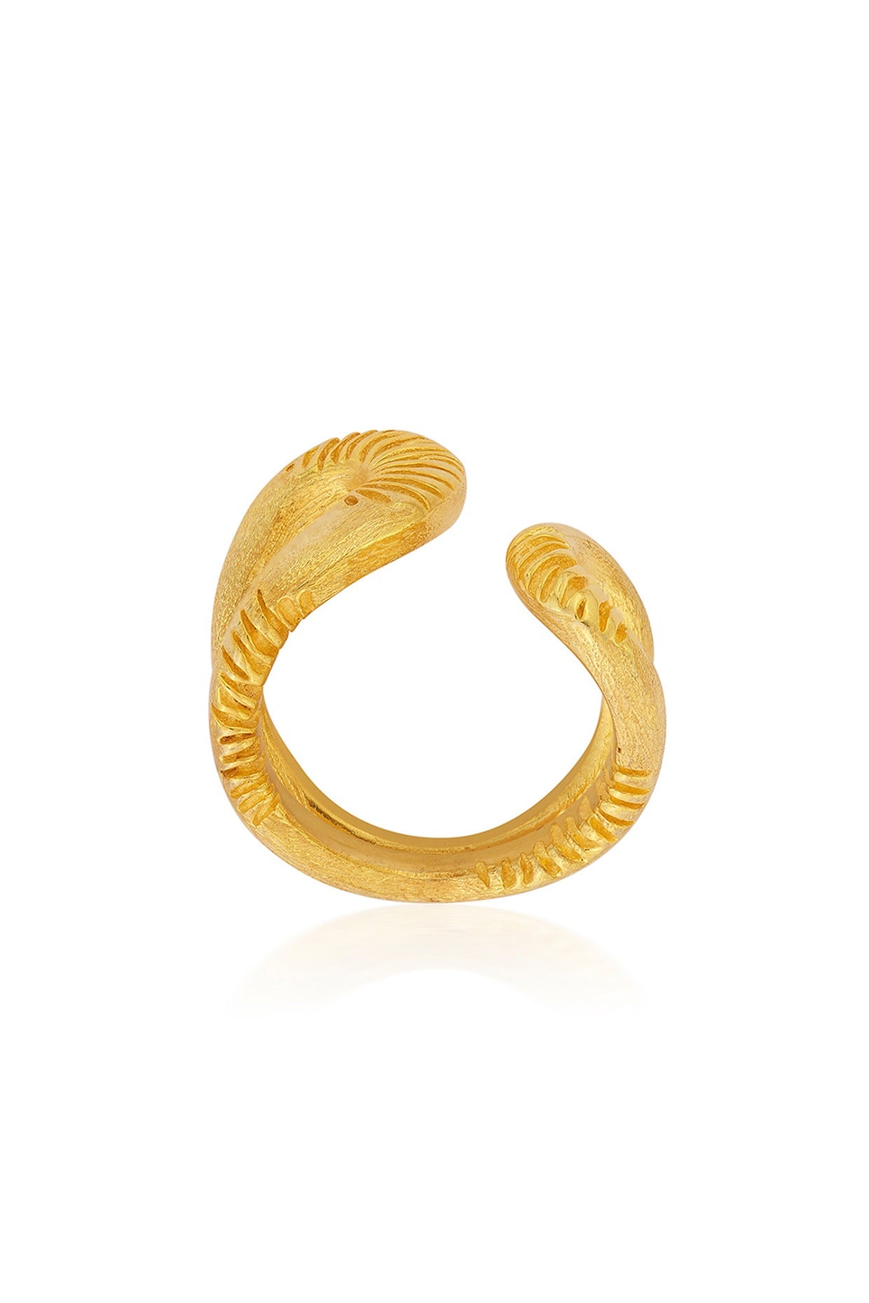 Gold Plated Nagini Textured Ring