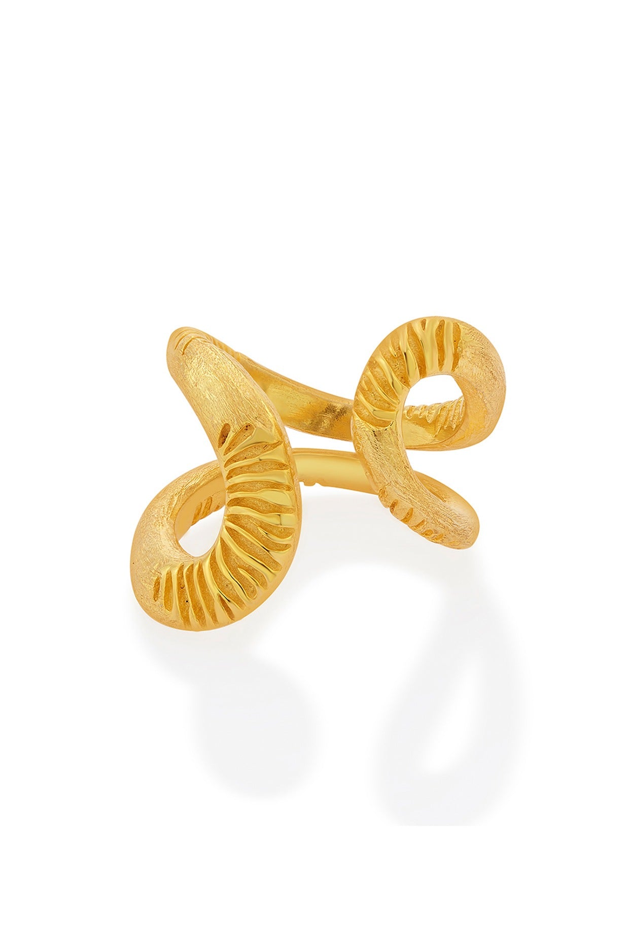 Gold Plated Nagini Textured Ring