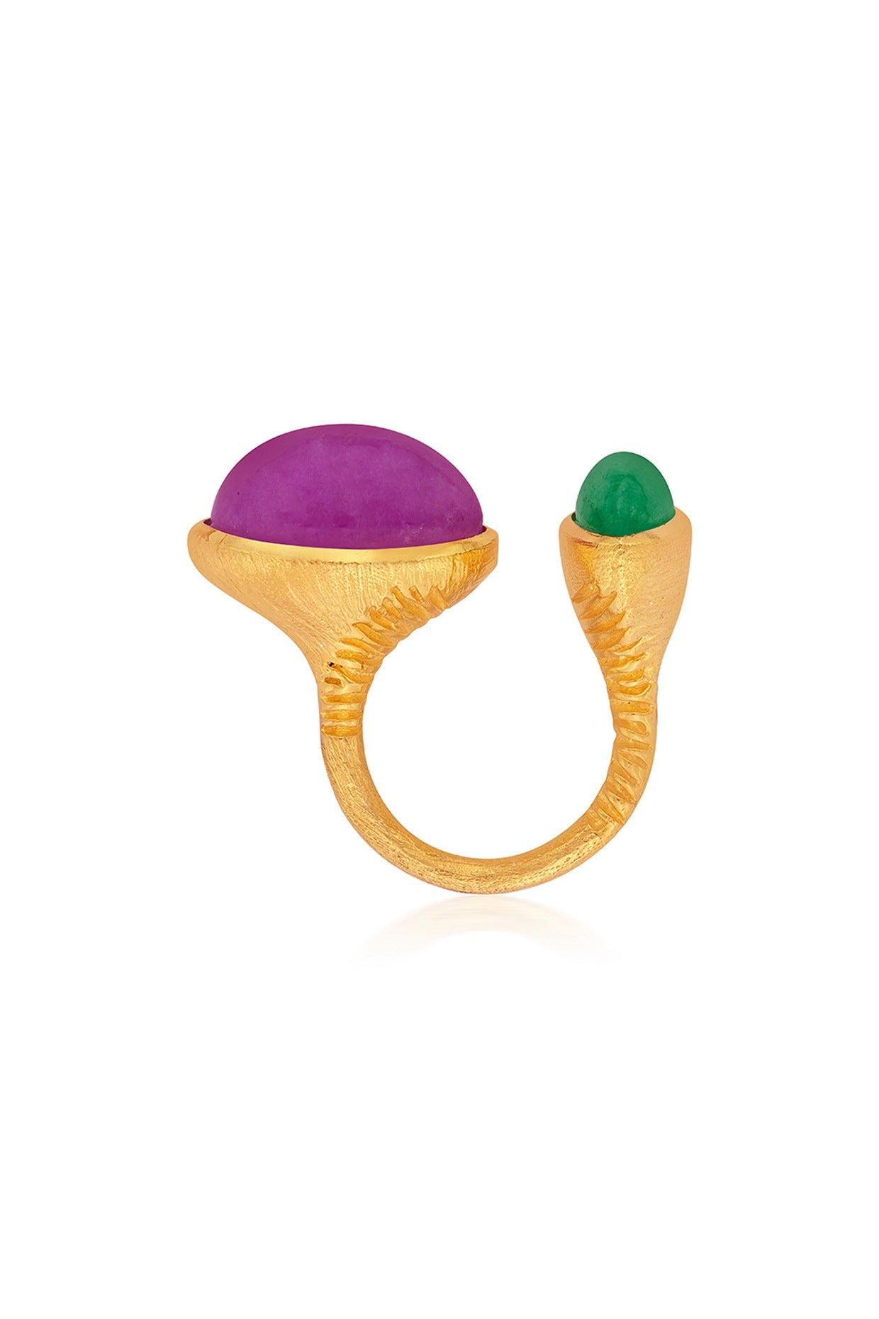 Gold Finish Duo Stone Ring