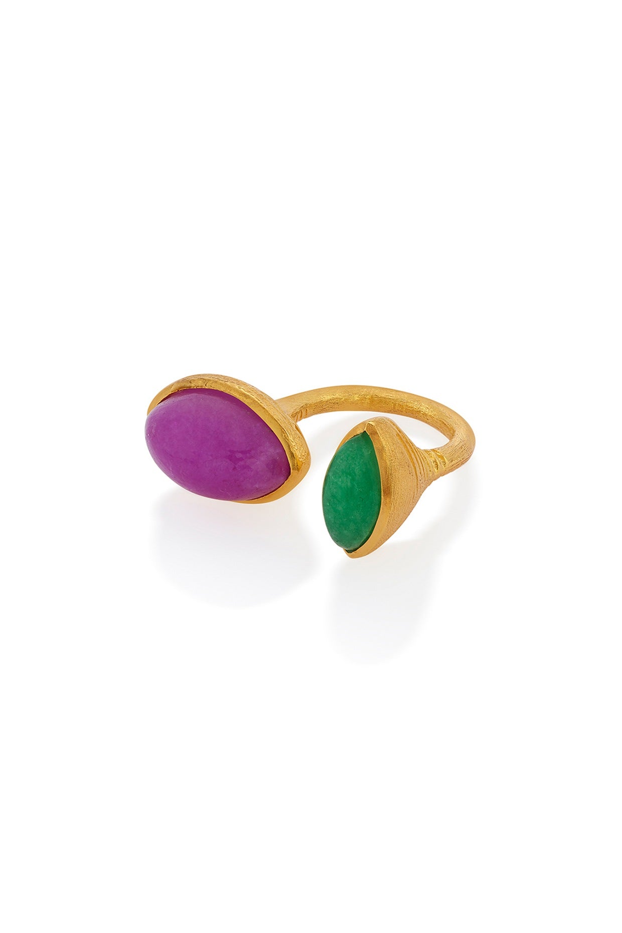 Gold Finish Duo Stone Ring