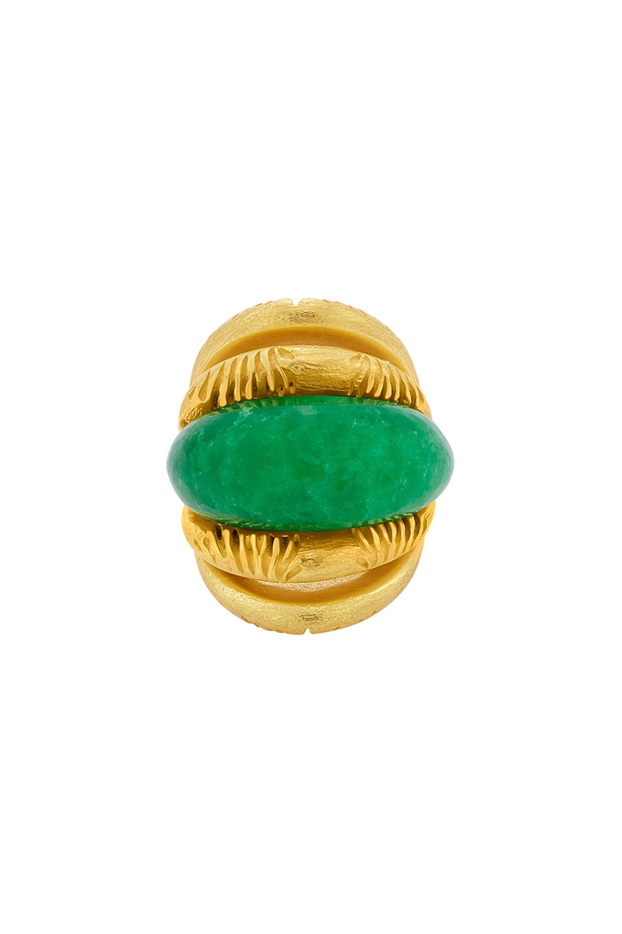 Gold Plated Jade Textured Ring