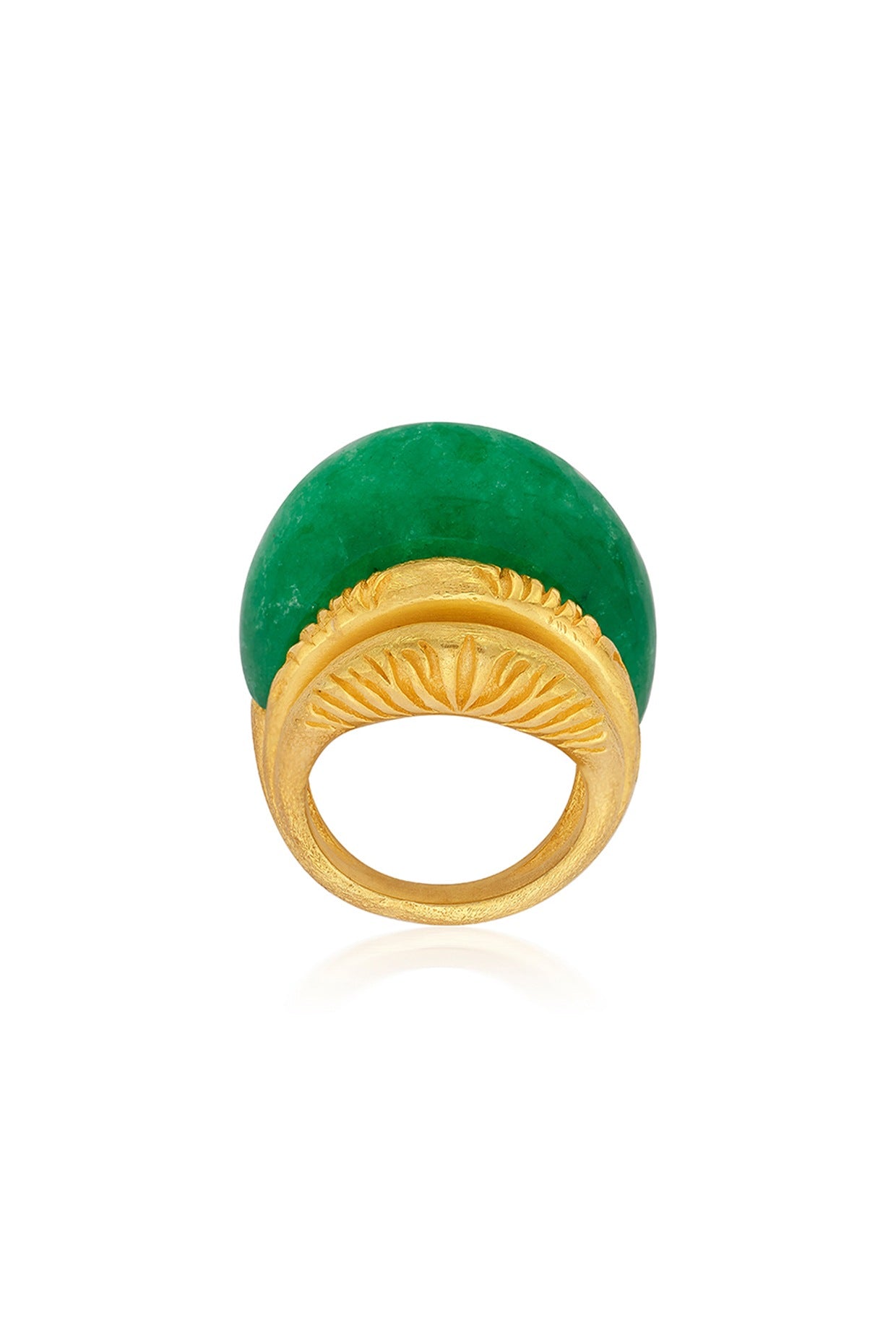 Gold Plated Jade Textured Ring