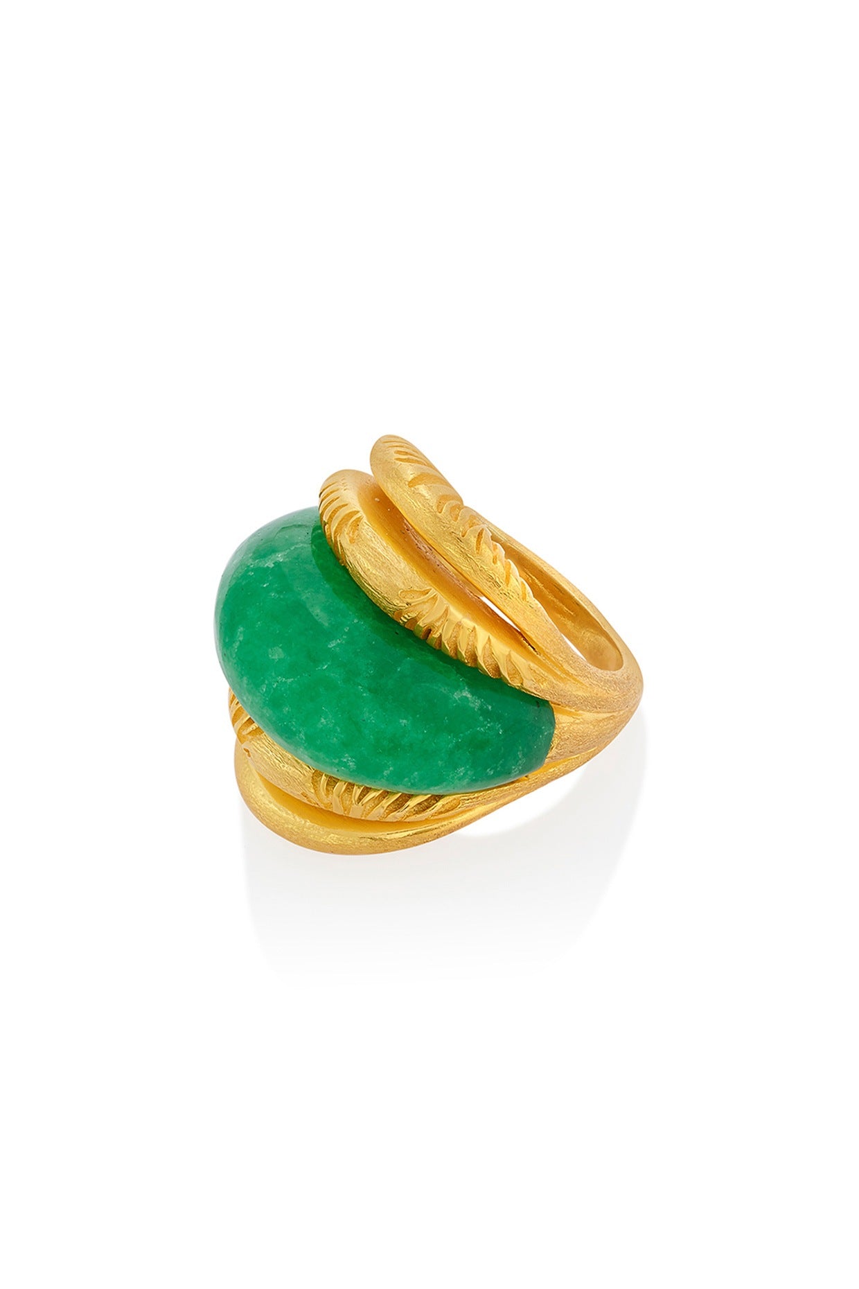 Gold Plated Jade Textured Ring