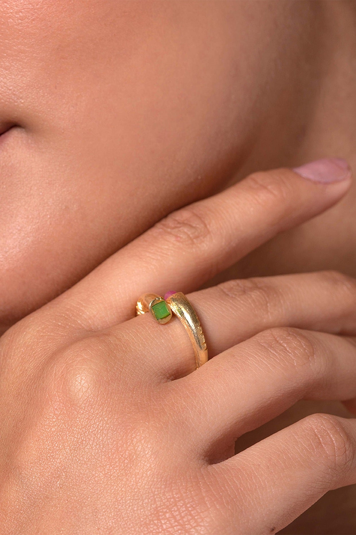 Gold Plated Marvel Jade Ring