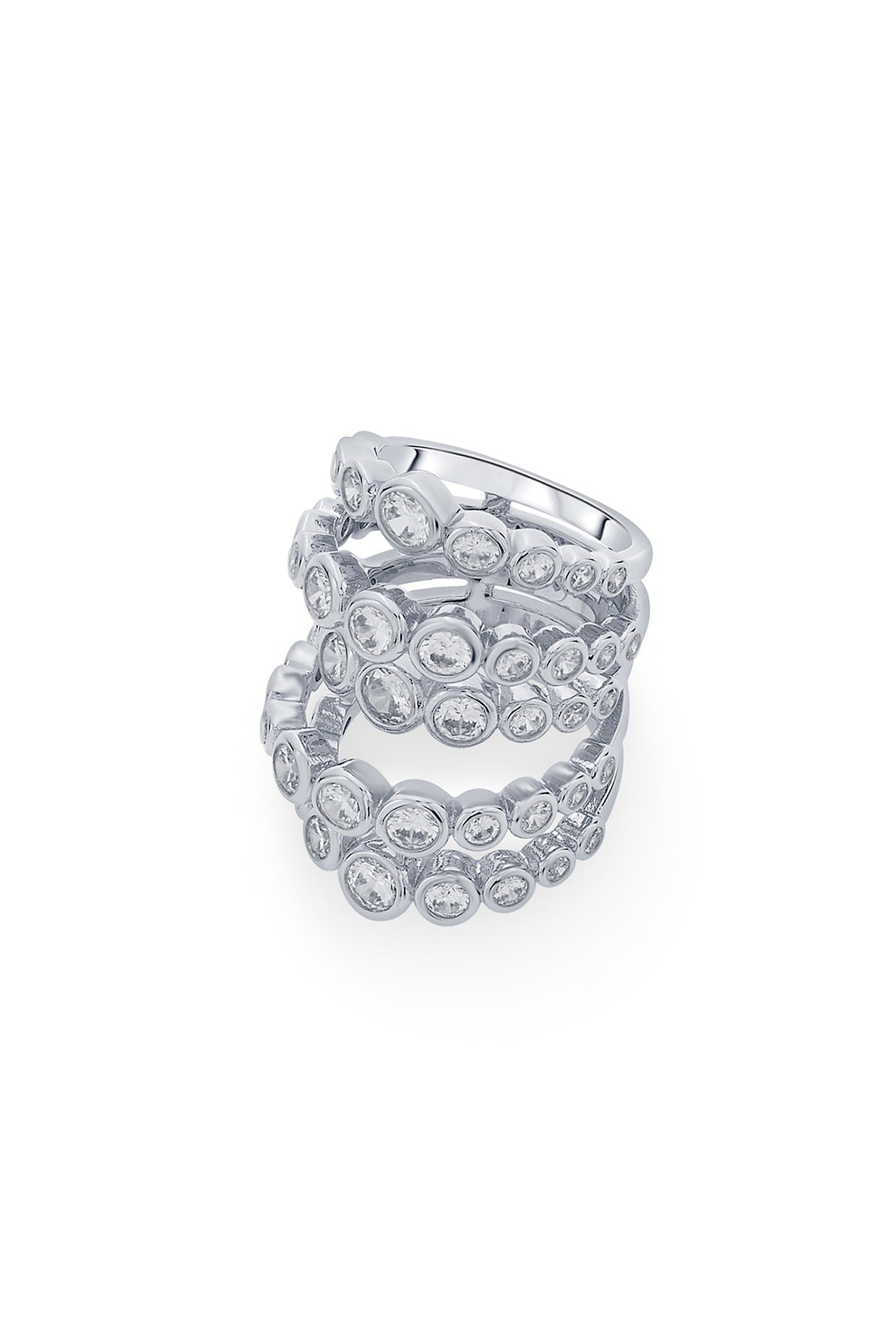 White Finish Multi-Band Cocktail Ring